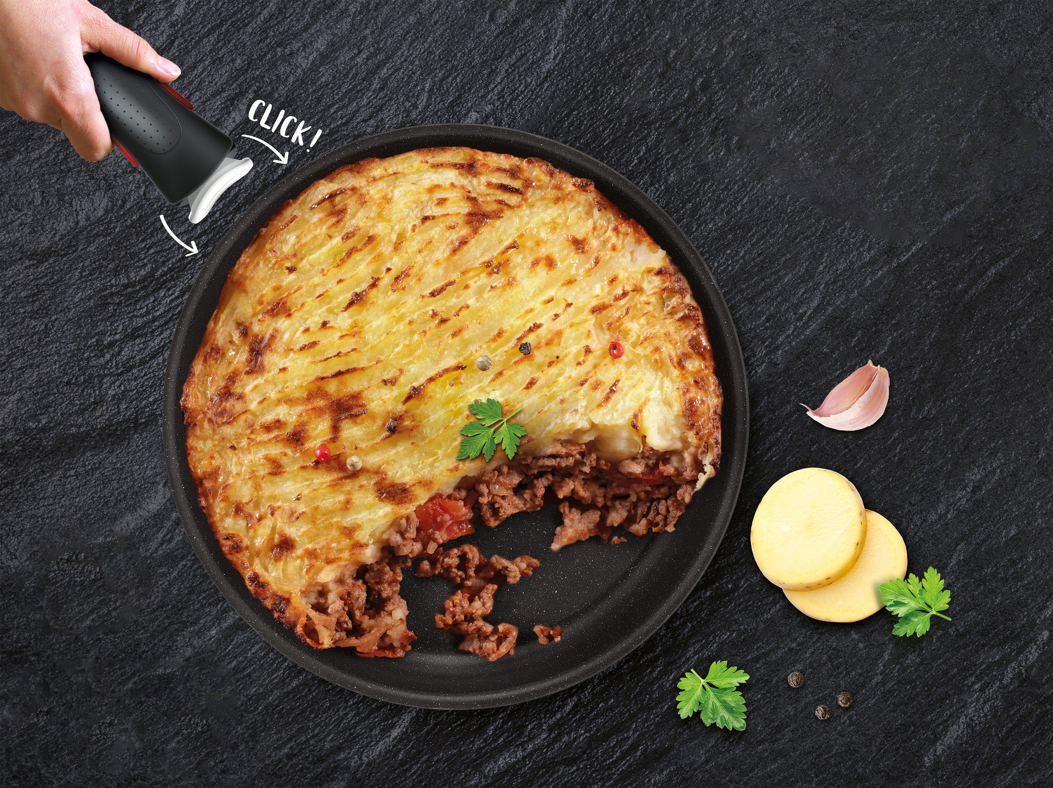 Tefal Pannenset L39996 Ingenio Black Stone, kookpan set inductie stapelbaar, anti-aanbak (set, 4-delig)