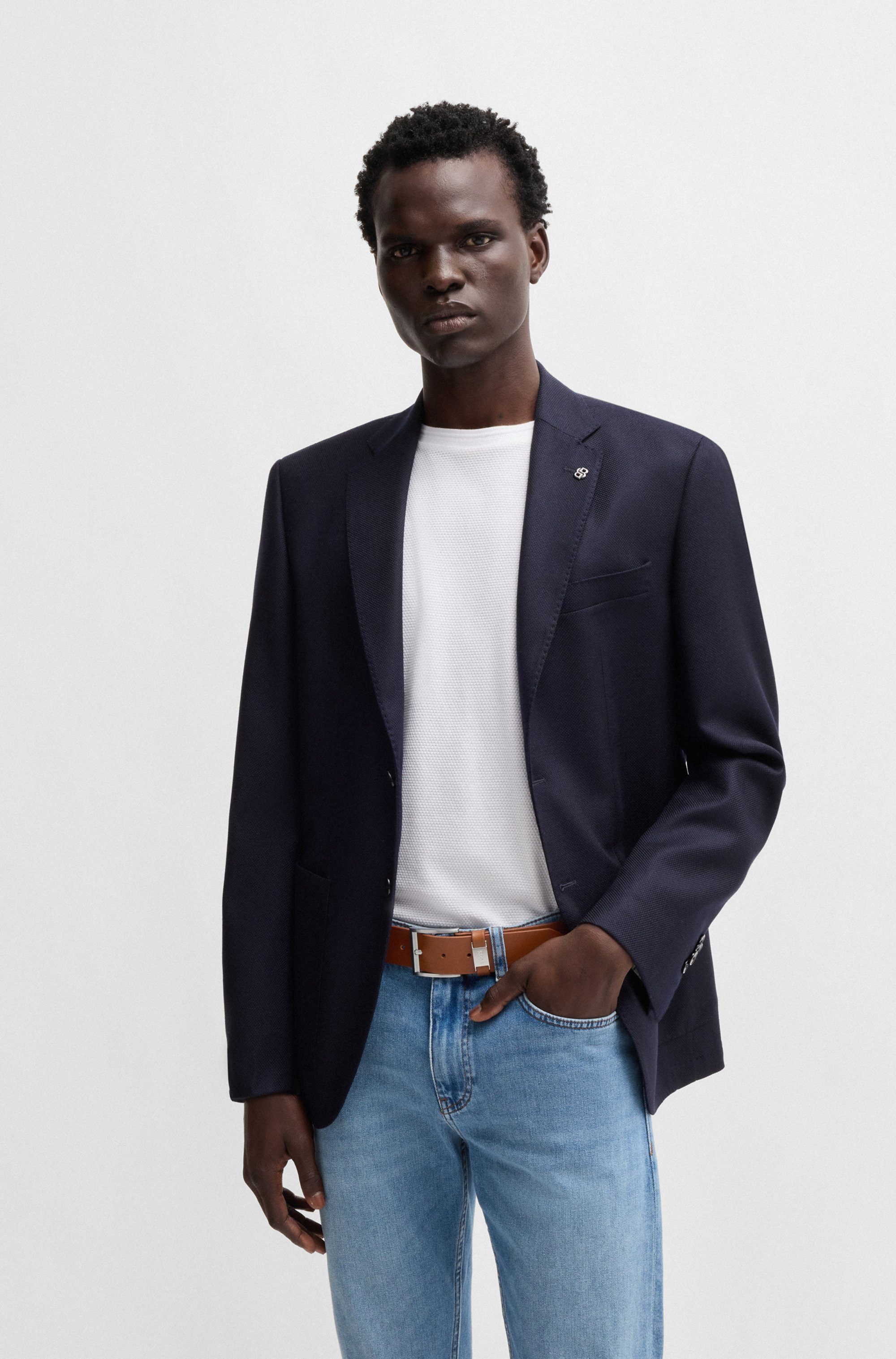 Boss Leren riem Connio zilverkleurige sluiting & logo-tekst op de lus
