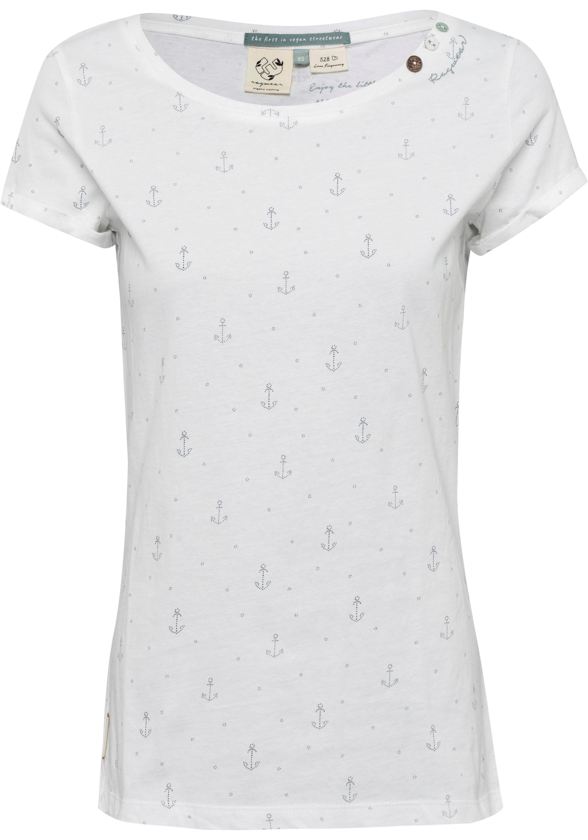 Ragwear T-shirt FLORAH A ORGANIC O met maritieme anker-print all-over