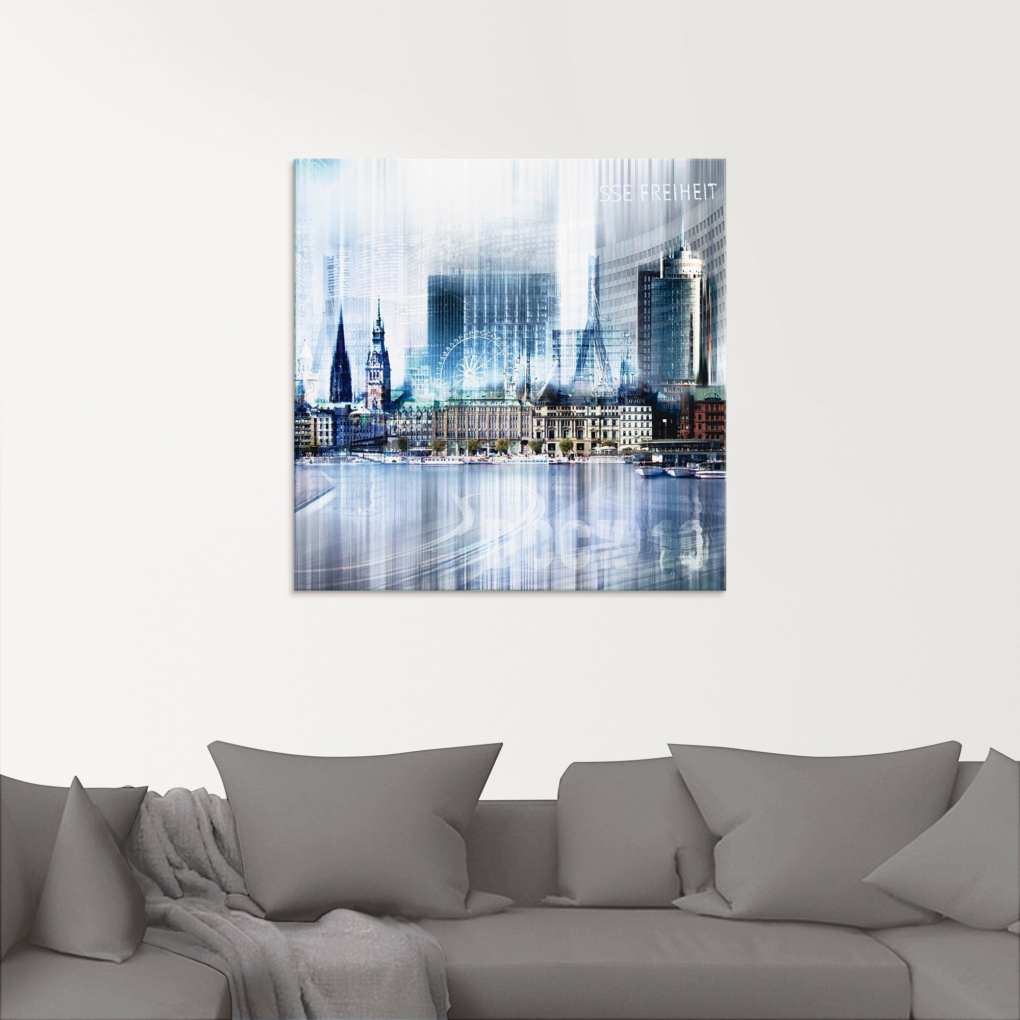 Artland Print op glas Hamburg Abstracte collage