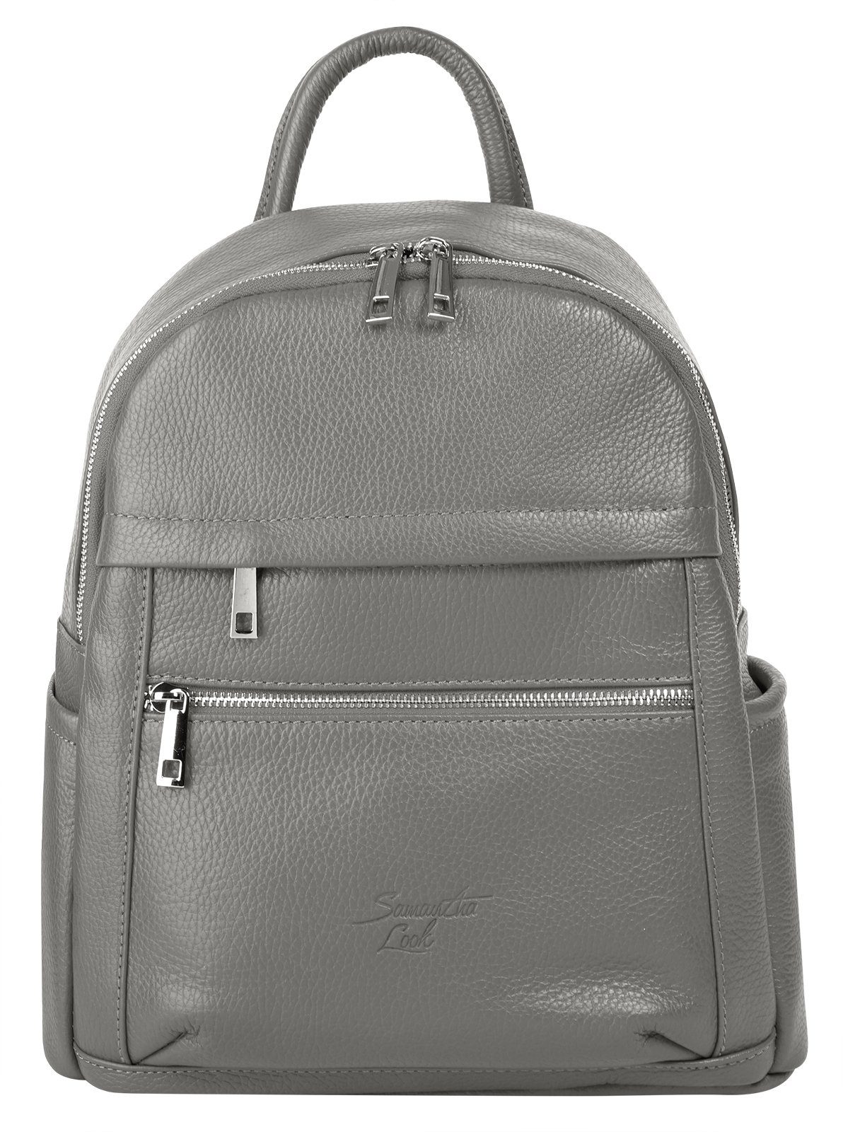Samantha Look Rugzak echt leer, made in italy dames rugzakken grijs