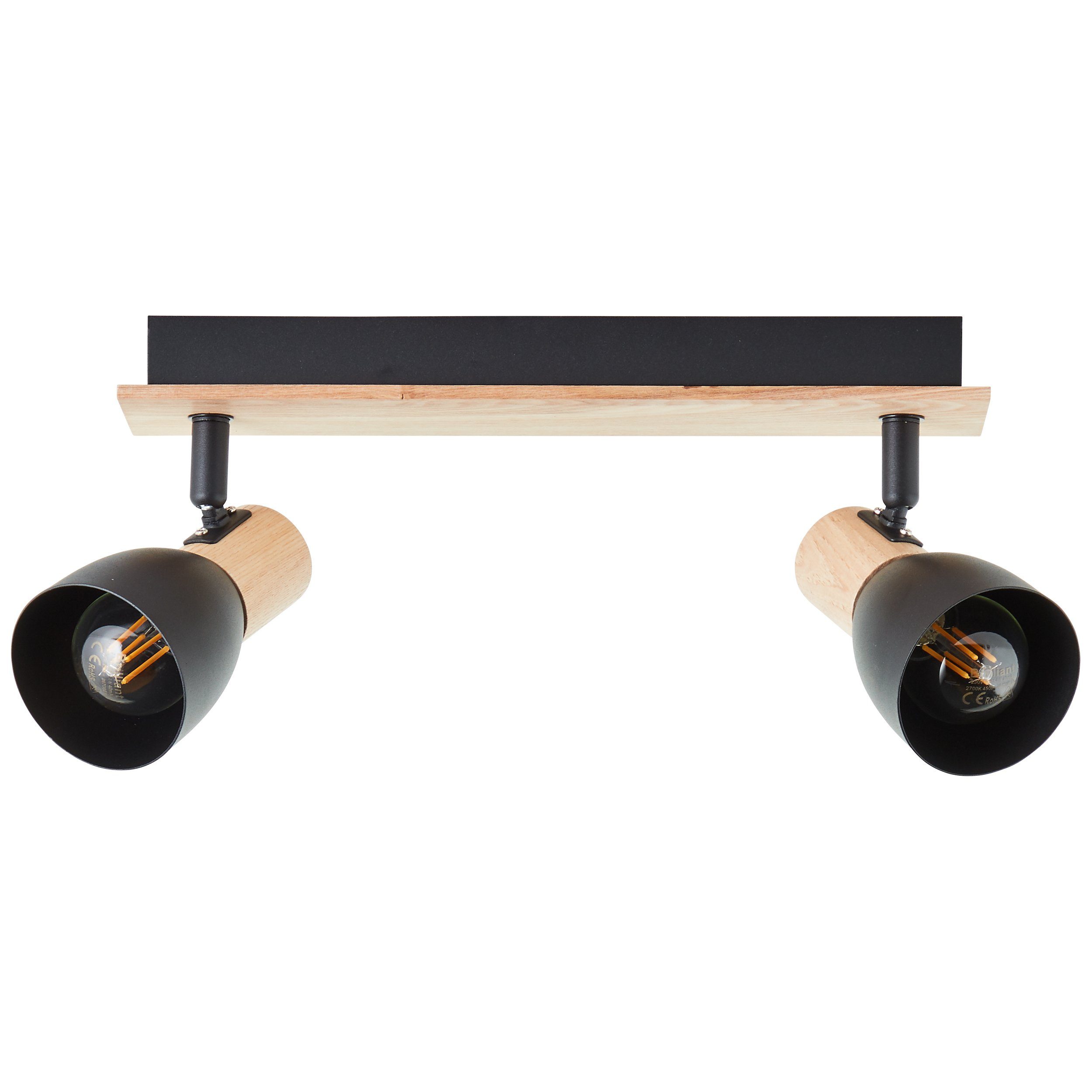 Brilliant Leuchten Plafondspot Daintree Breedte 37 cm, E14, metaal/hout, zwart/natuurlijk