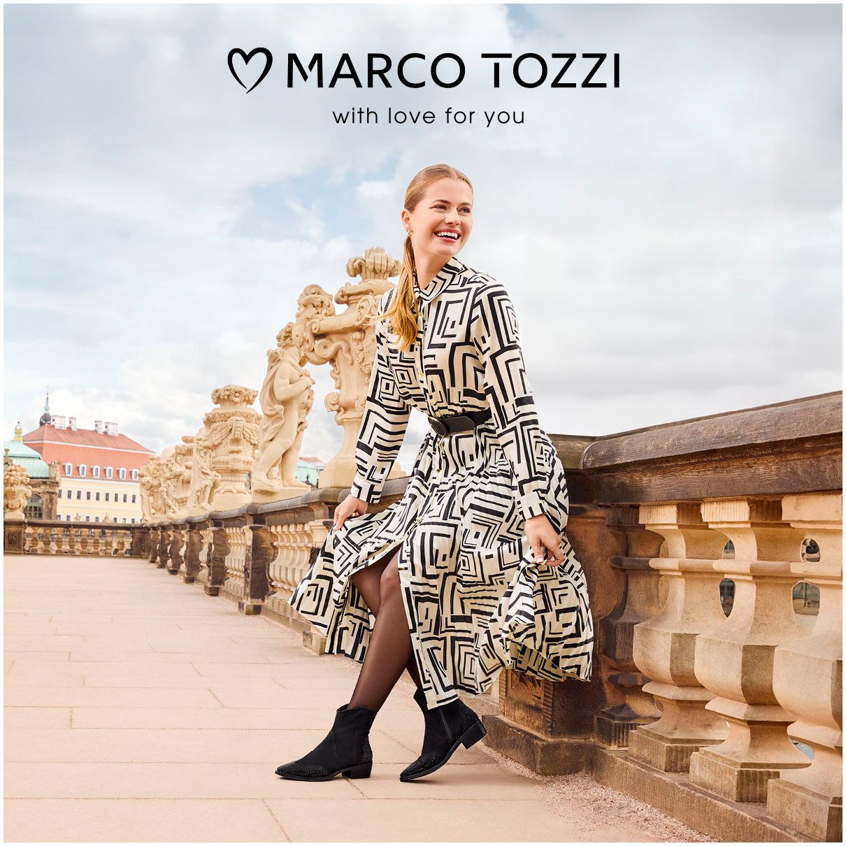 Marco Tozzi Cowboylaarsjes blokhak, cowboy enkellaars, laarzen, fonkelende glittersteentjes