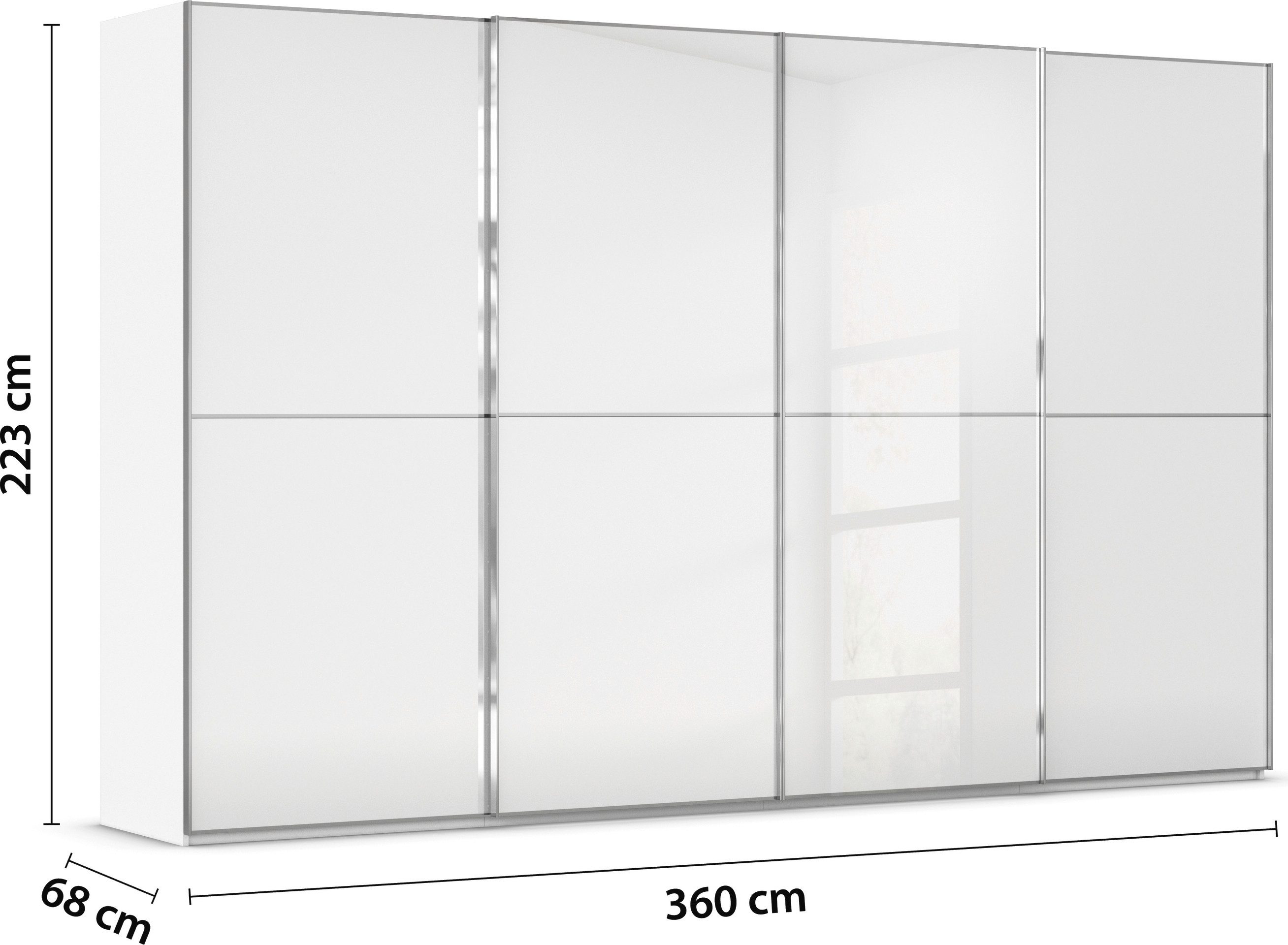rauch Schuifdeurkast Kledingkast Kast Garderobe Slaapkamerkast SCALE-DUO edel tweedelige deuren glas-front met 3 sierlijsten made in germany