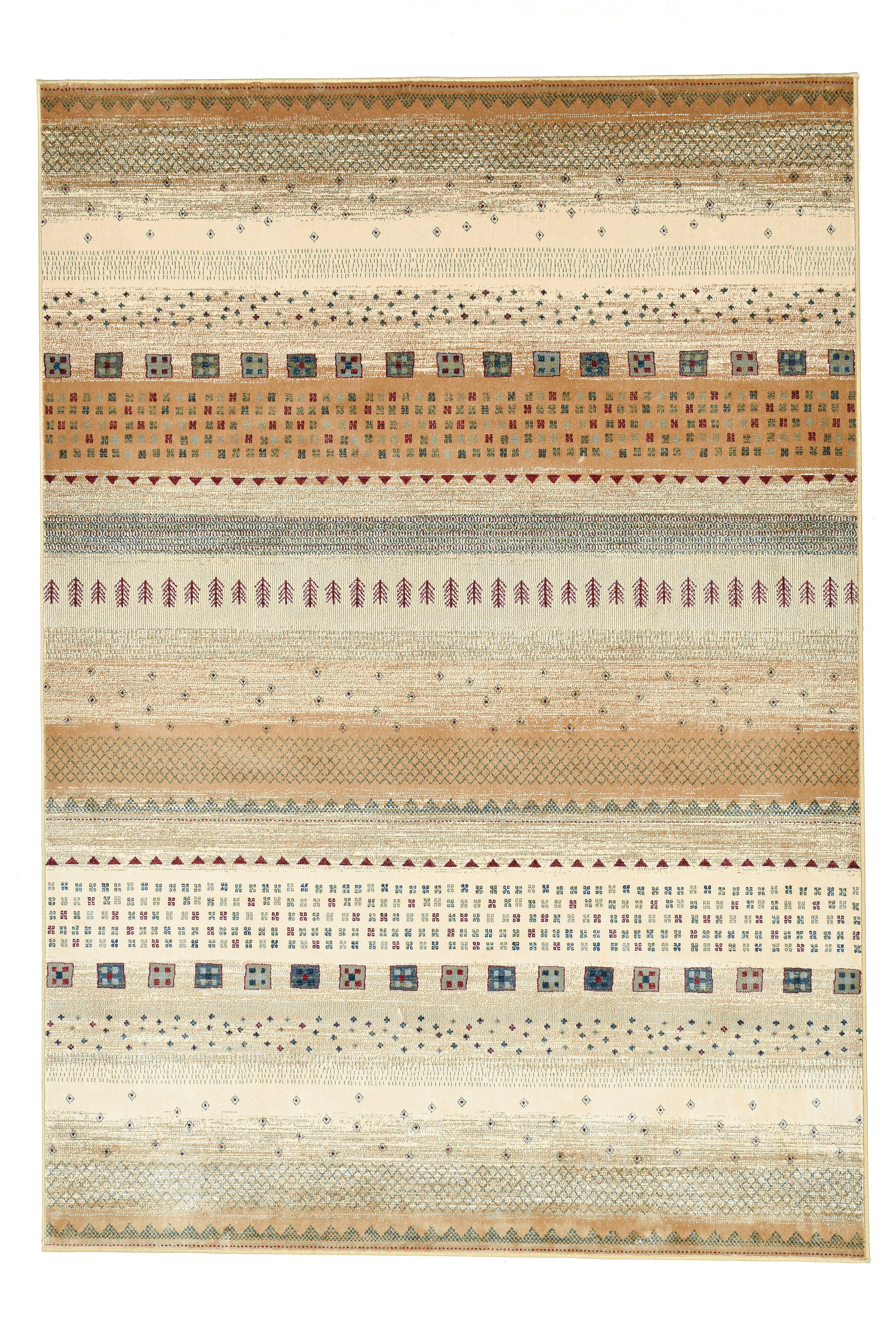 Gino Falcone Vloerkleed Cherina GF-132 Ethno design, gestreept, lichte glans, 100% viscose, woonkamer