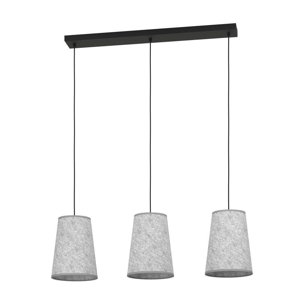 EGLO Hanglamp ALSAGER Hanglamp, vilt in grijs en metaal in zwart, E27 fitting, 91 cm (1 stuk)
