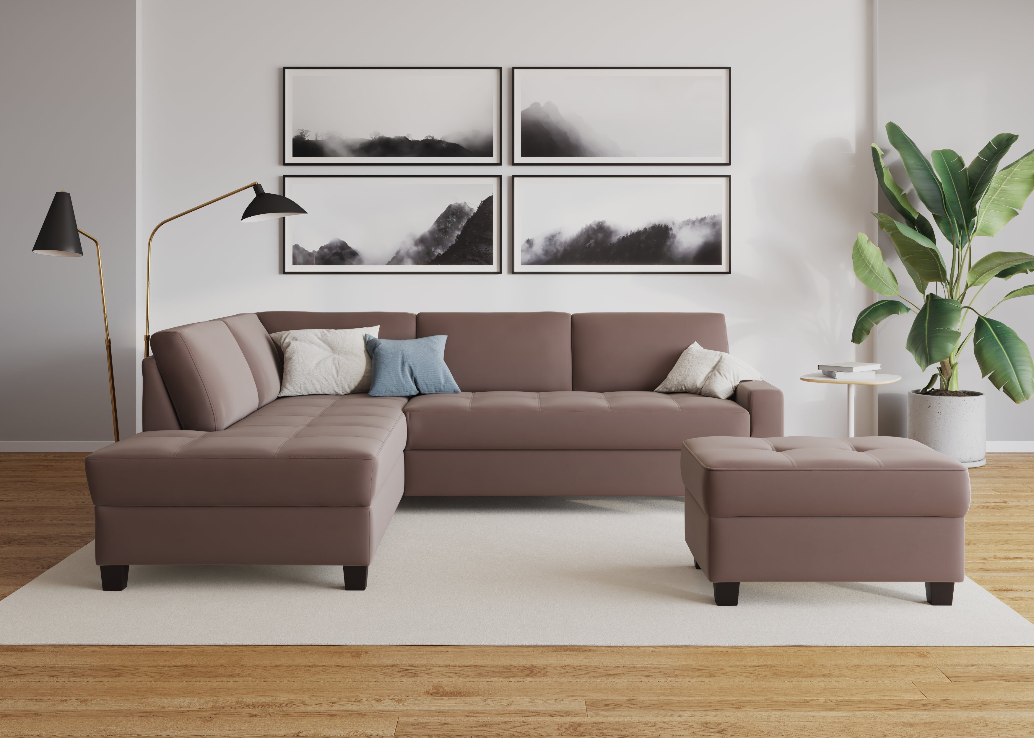 DOMO collection Hoekbank Florentina tijdloos en elegant, zitnaden als designelement, L-vorm