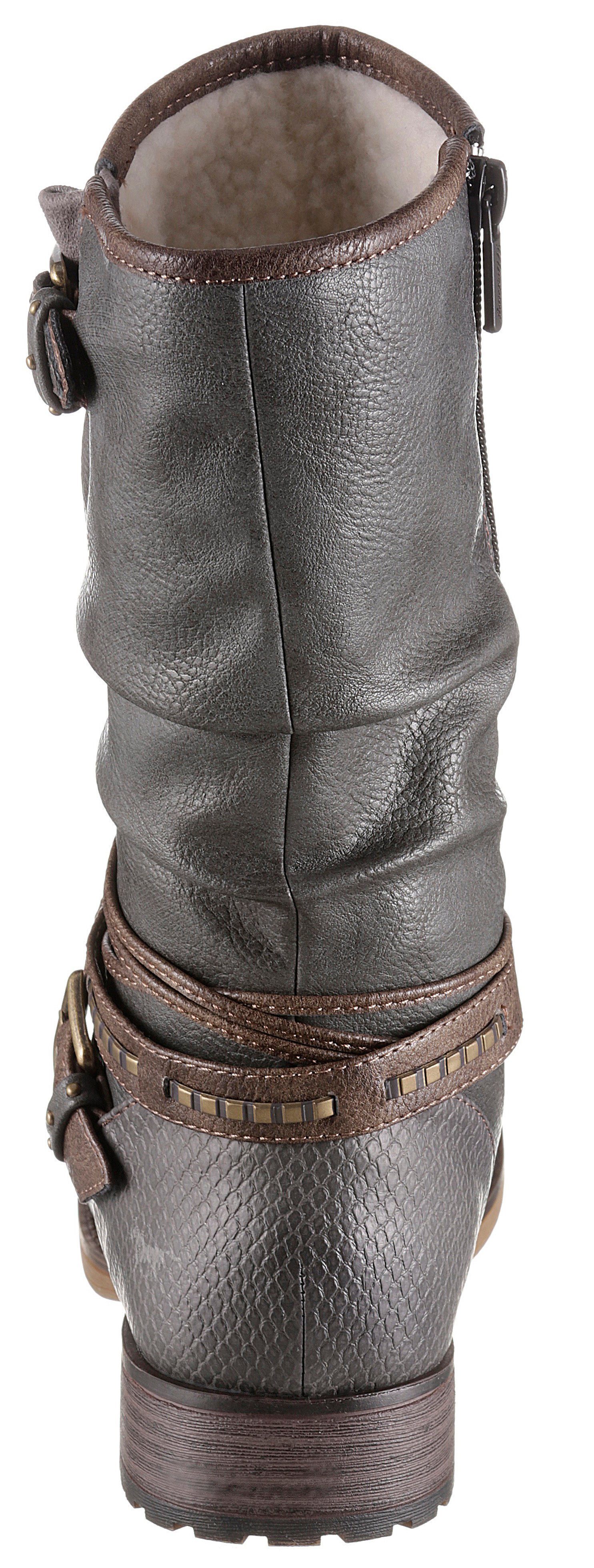 Mustang Shoes Winterlaarzen , enkellaarsjes, winterlaarzen met decoratieve gespen aan de slouchy schacht