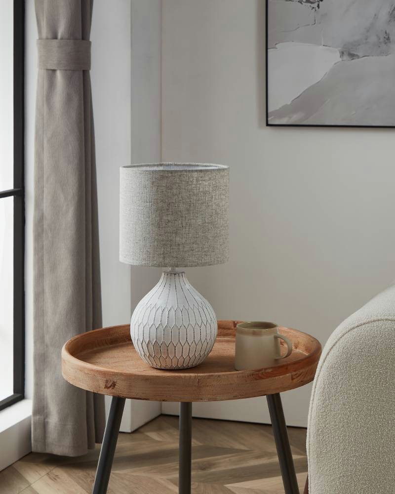 EGLO Tafellamp BELLARIVA 3 Nachtkastlamp met boho-patroon en in lichtbruin, met schakelaar, E27 (1 stuk)