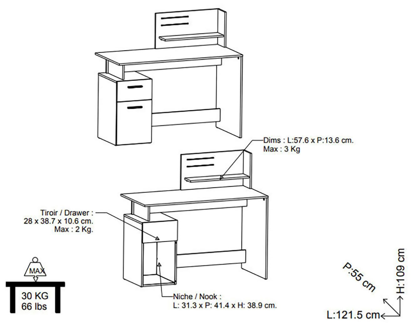 Demeyere GROUP Bureau Platon Bureau met functionele uitrusting
