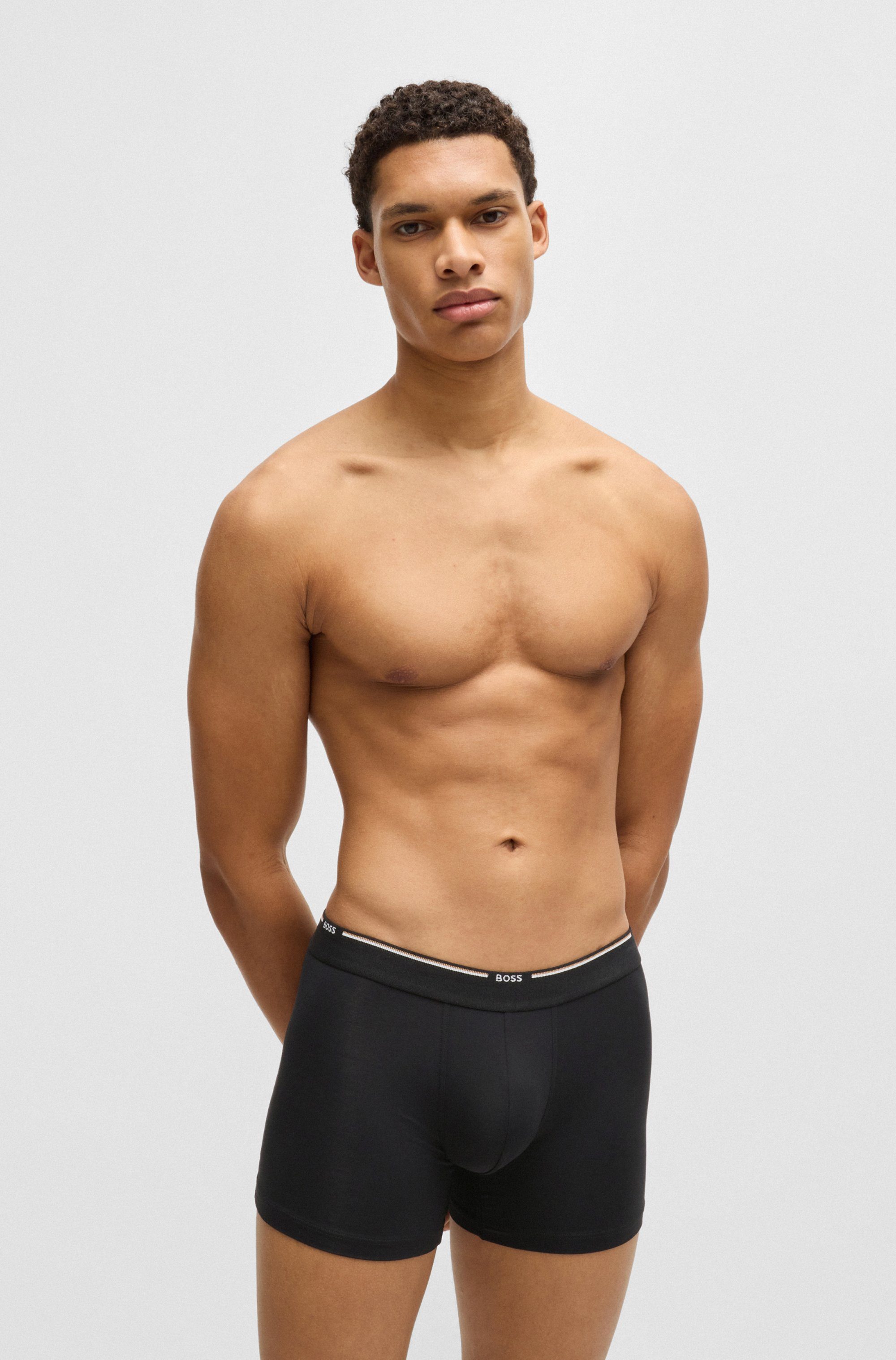 BOSS Boxershort BoxerBr 3P Natura met logo-opschrift op de band (set, 3 stuks)