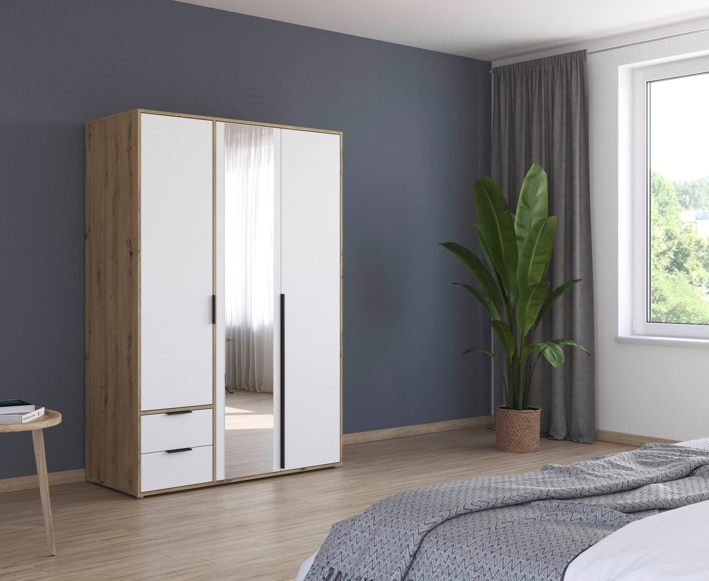 rauch Draaideurkast Kledingkast Kast Garderobe Wasmand NAGATA met Spiegel und schubladen sowie stangengriffen topseller made in germany