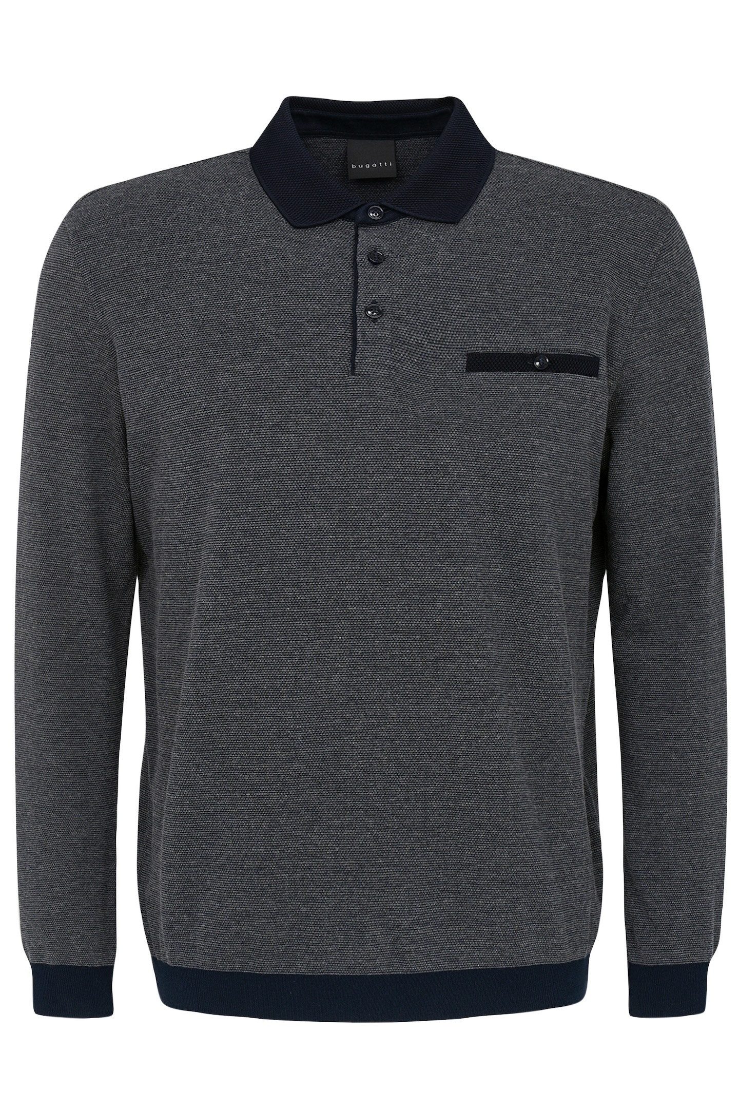 Bugatti Poloshirt met lange mouwen met structuurkraag
