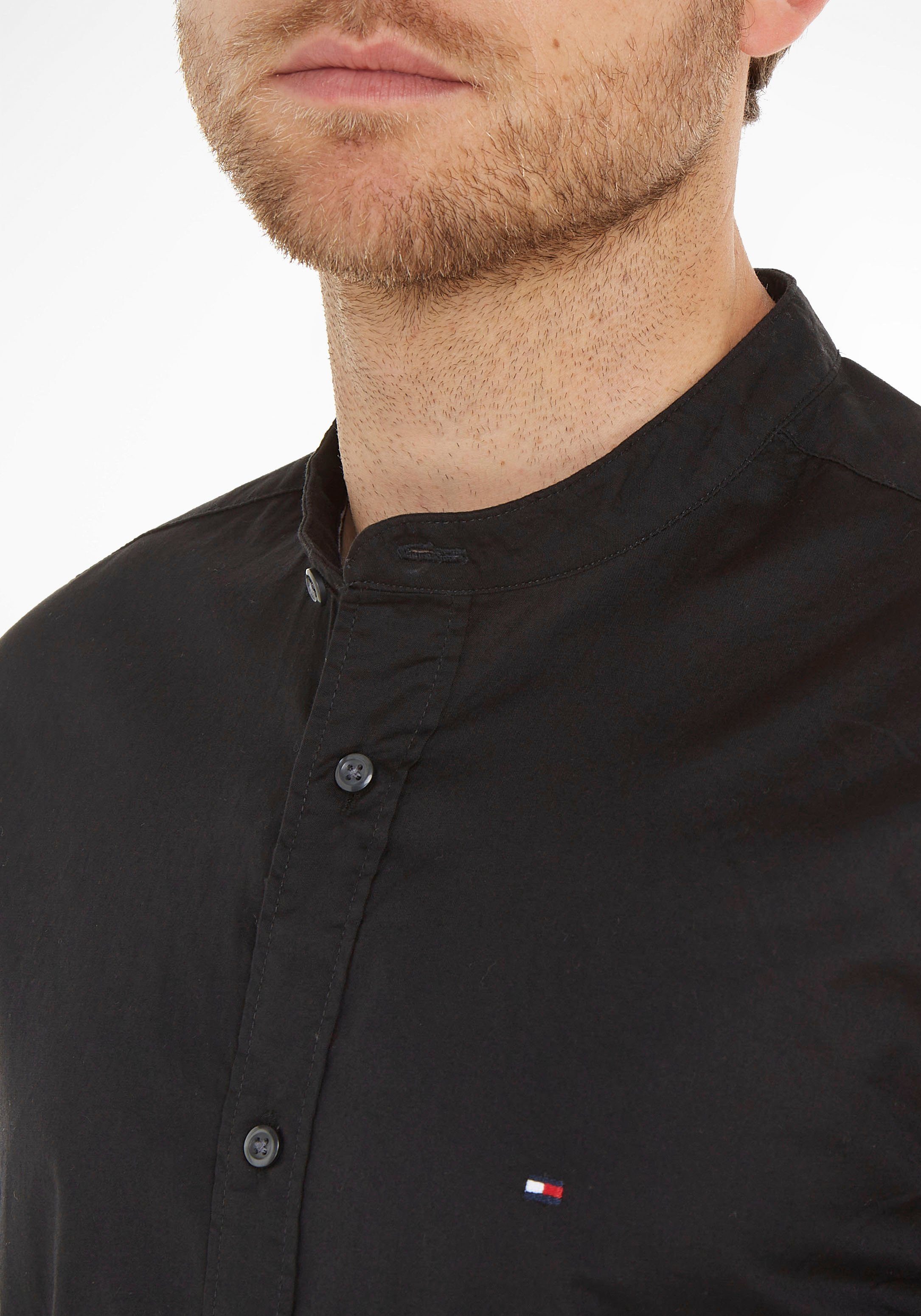 Tommy Hilfiger Overhemd met lange mouwen NATURAL SOFT SOLID MAO RF SHIRT met tommy hilfiger merkrand binnenin de mouwopening