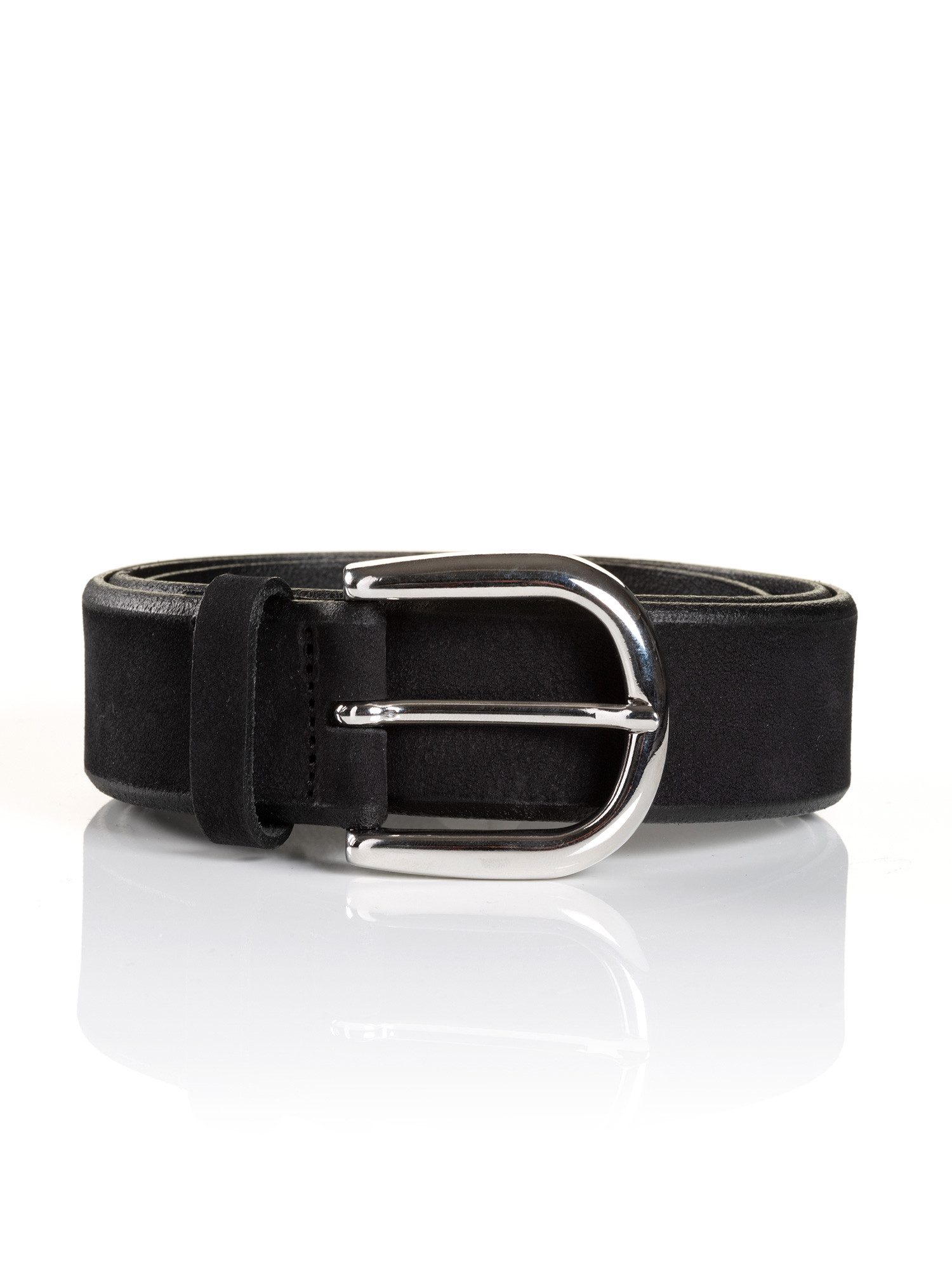 MONTI Leren riem Pavia van nubuckleer met glanzende gesp - 3,5 cm breed