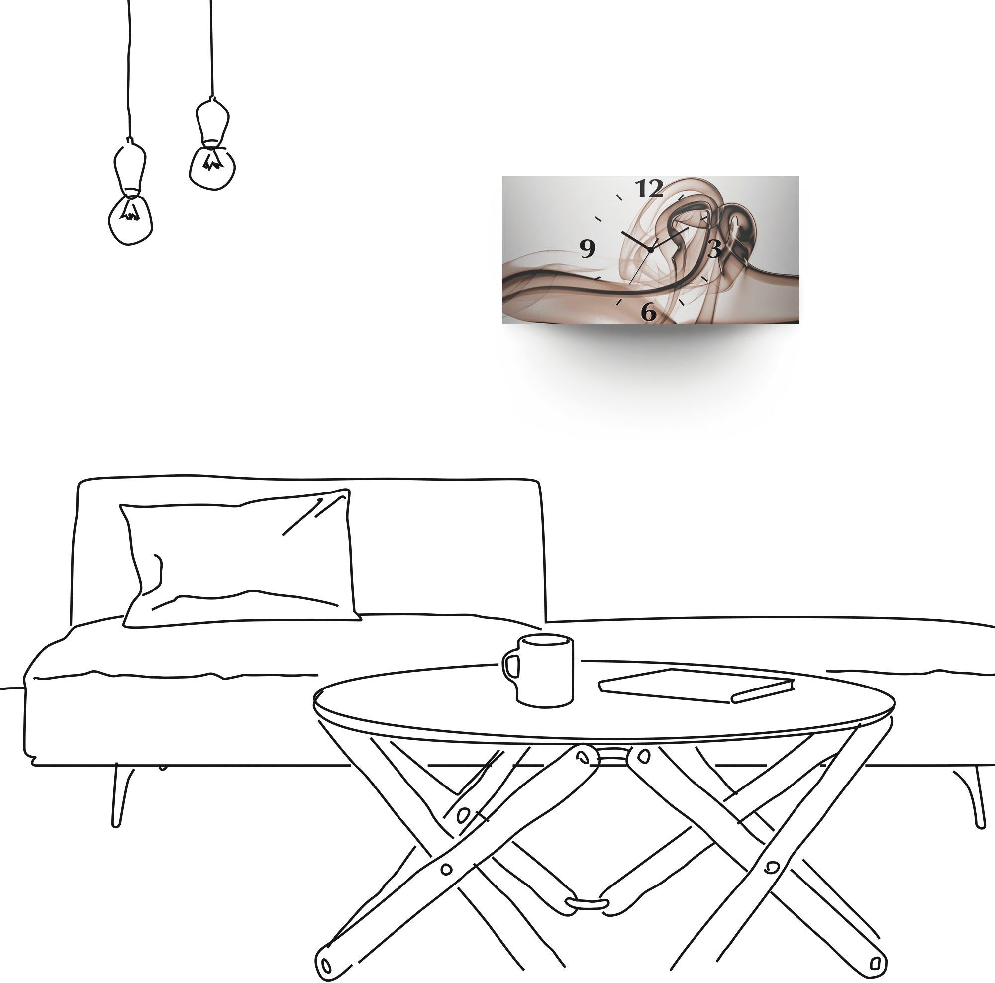 Artland Wandklok Ontmoeting achtergrond- bruin 3d-look geschulpt, met kwarts- of radiografisch uurwerk, verschillende maten