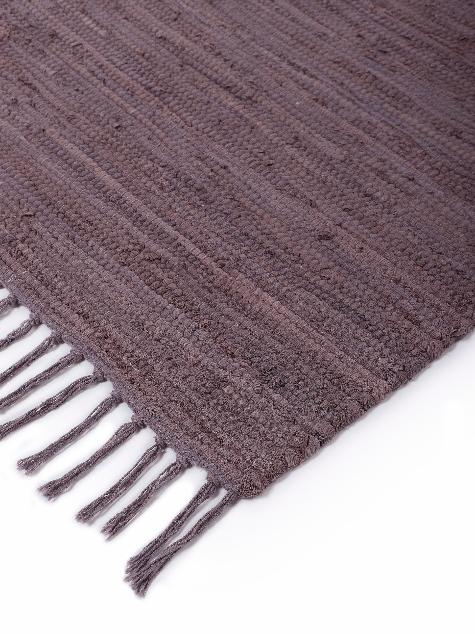 carpetfine Vloerkleed Kelim Chindi uni Tweezijdig te gebruiken kleed, puur katoen, met de hand geweven, unikleuren, met franje