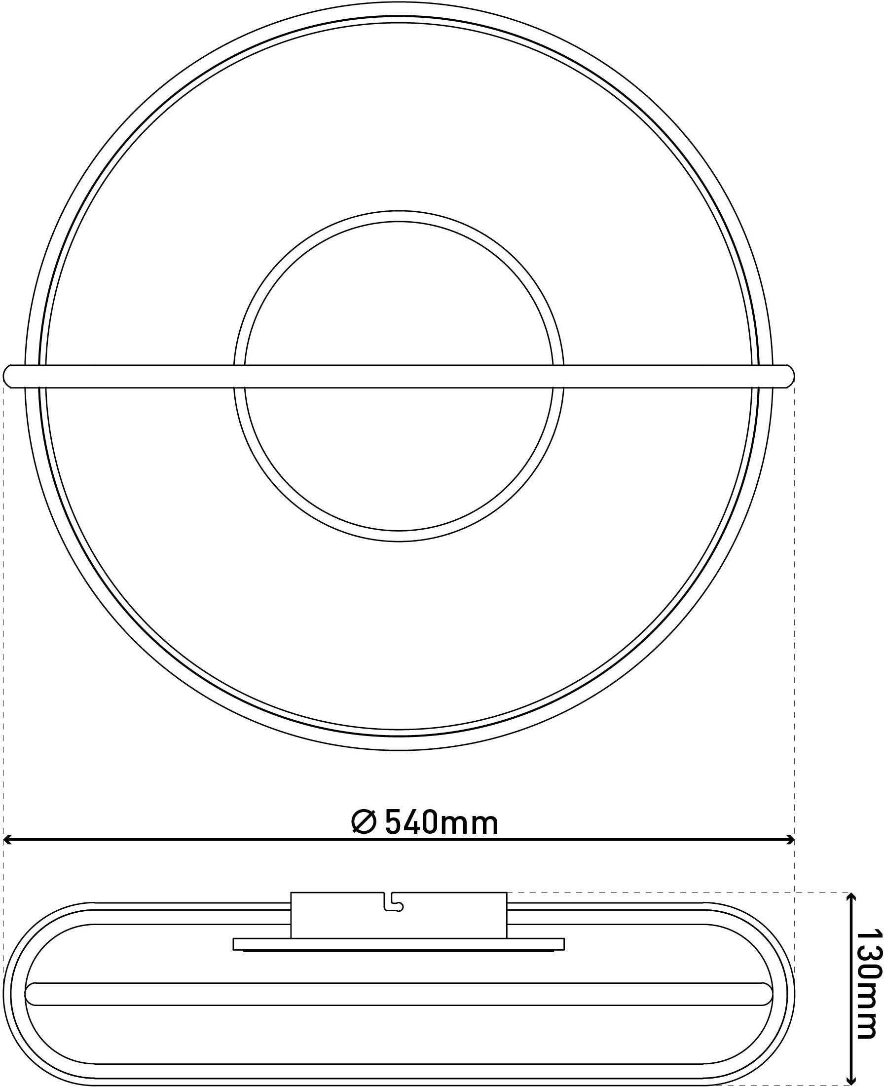 näve Led-plafondlamp BRENDAN geometrische combinatie van ellips en cirkel, d: 54cm, warm witte led (1 stuk)