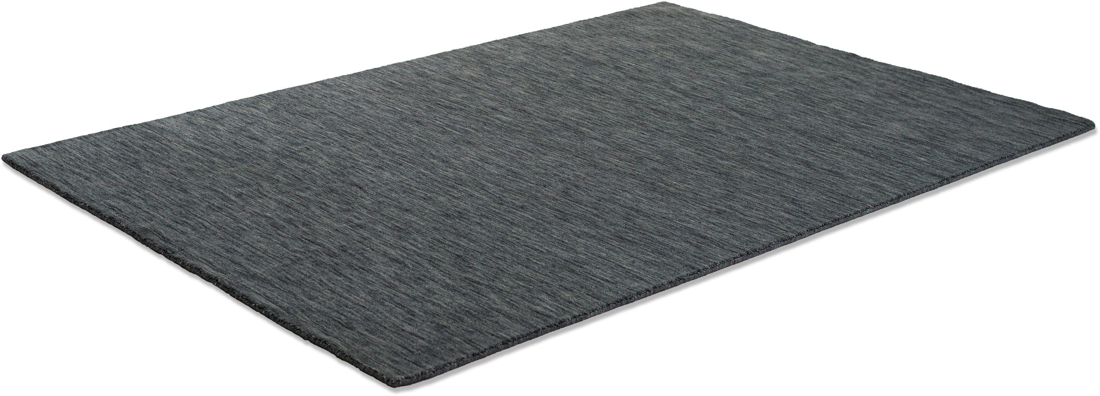 Sansibar Wollen kleed List Kortpolig, handgeweven tapijt, effen kleuren, 100% wol, handgeweven wollen vloerkleden maat 140 cm x 200 cm x 13 mm grijs