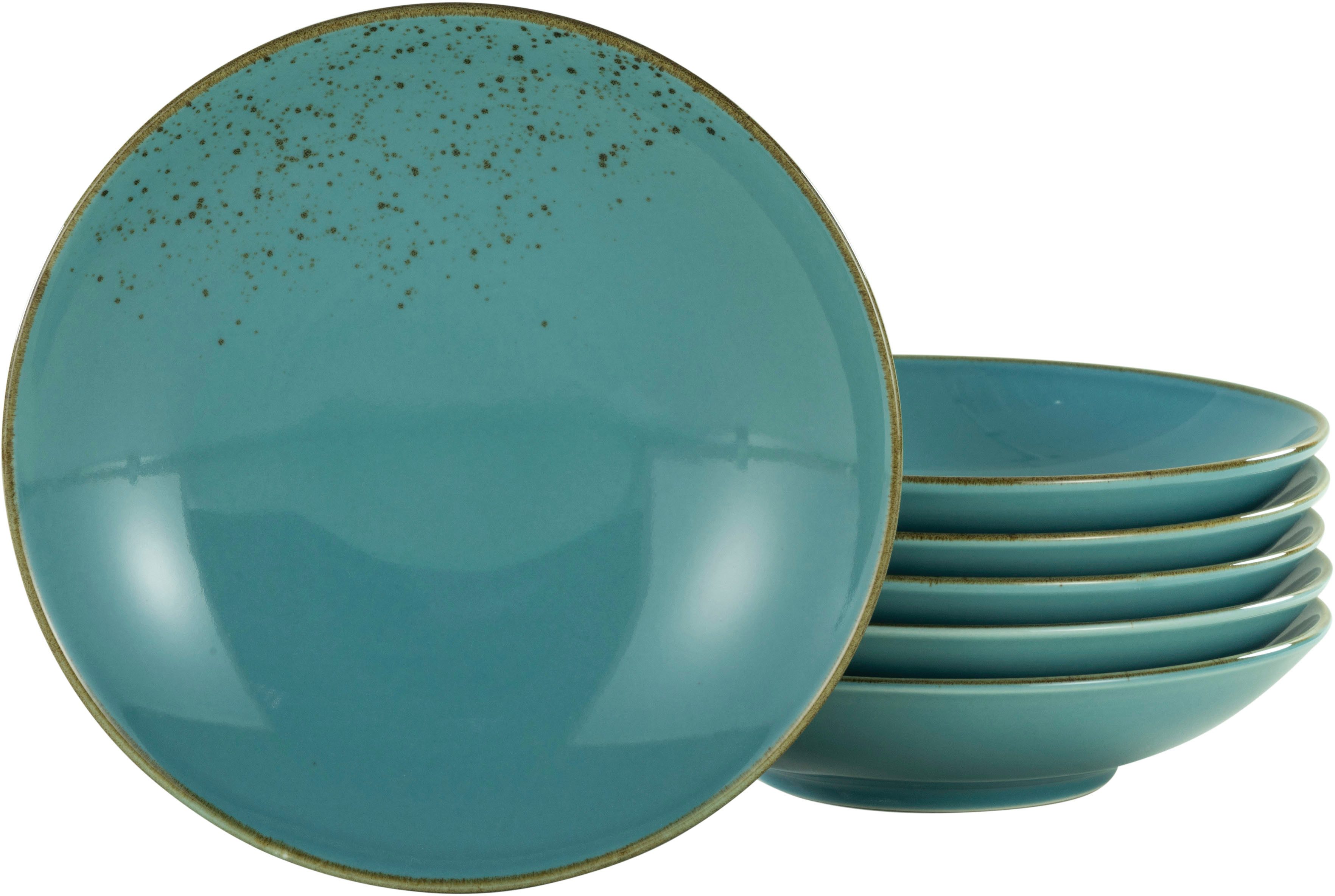CreaTable Diep bord Dinerbord nature collection Bordenset voor 6 personen, ø 22 cm, aardewerk, diepe borden (set, 6 stuks)