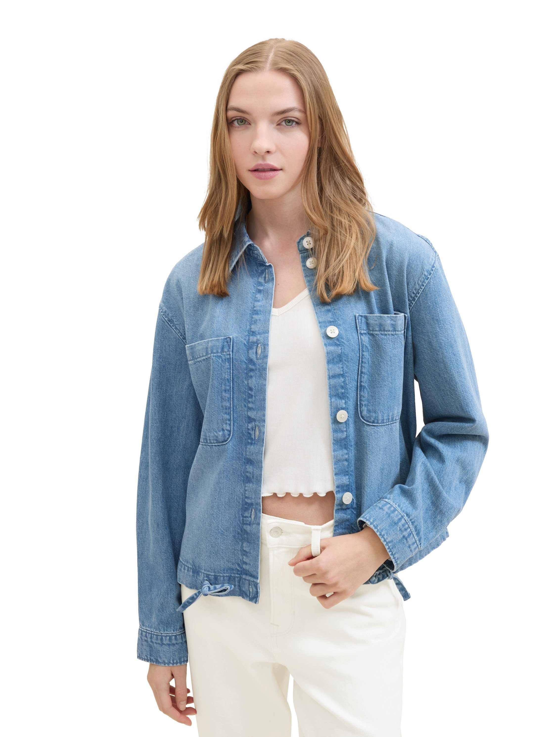Tom Tailor Denim Jeansjack met kentkraag en borstzakken