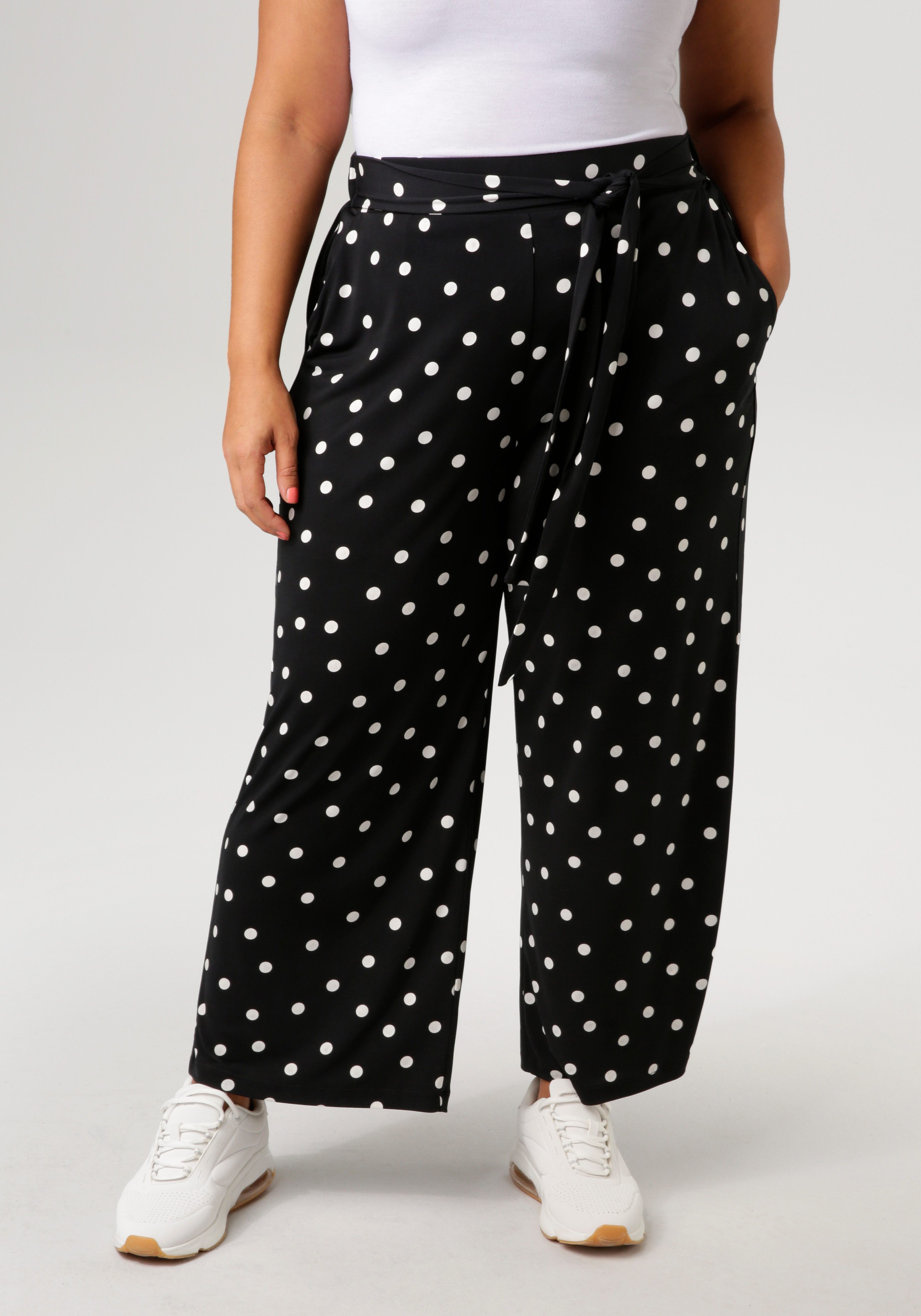 OTTO Aniston PLUS Culotte met stippendessin - nieuwe collectie dames culottes maat 48 zwart