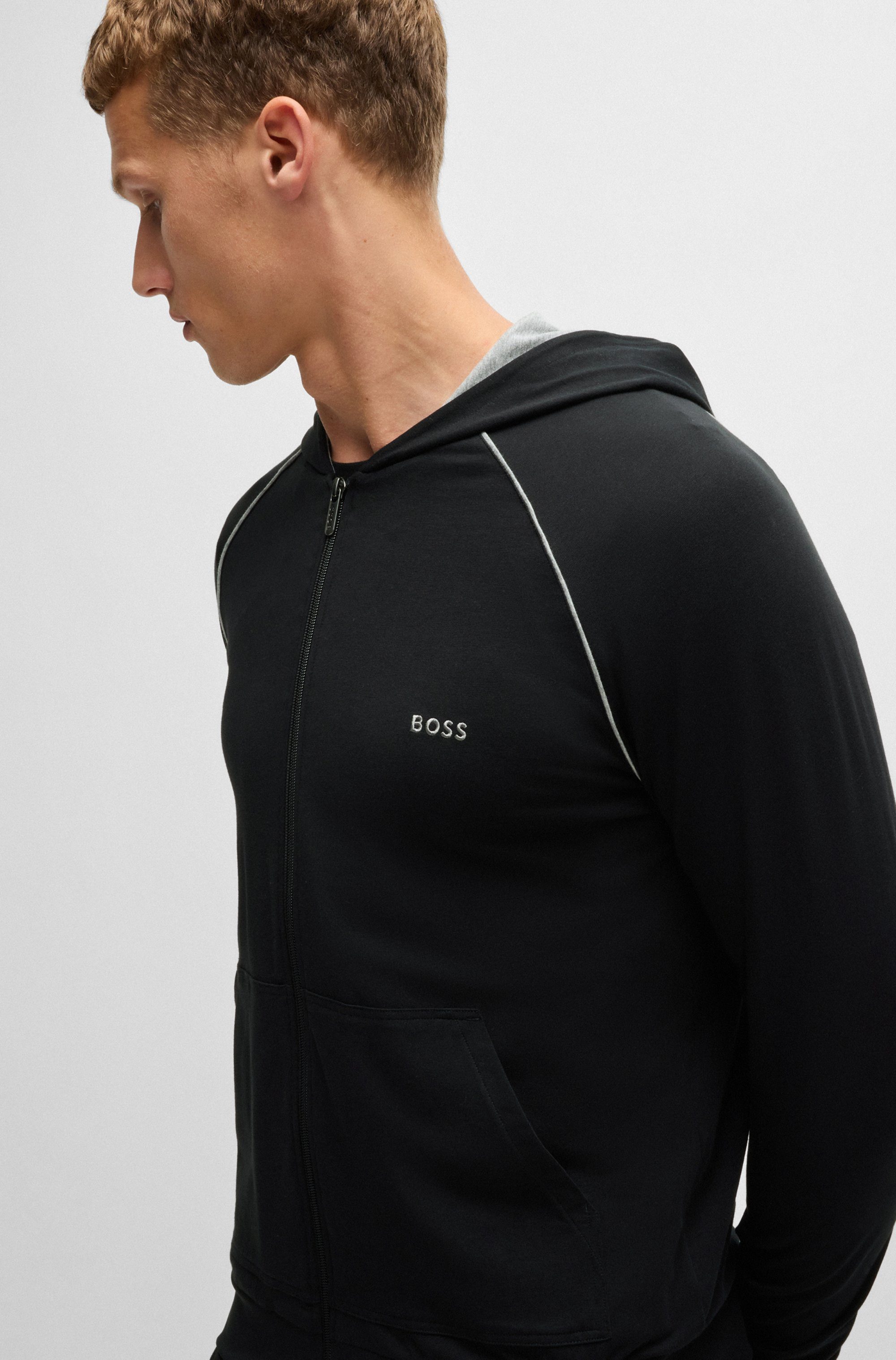 BOSS Capuchonsweatvest Mix&Match Jacket H met boss-borduursel op de borst