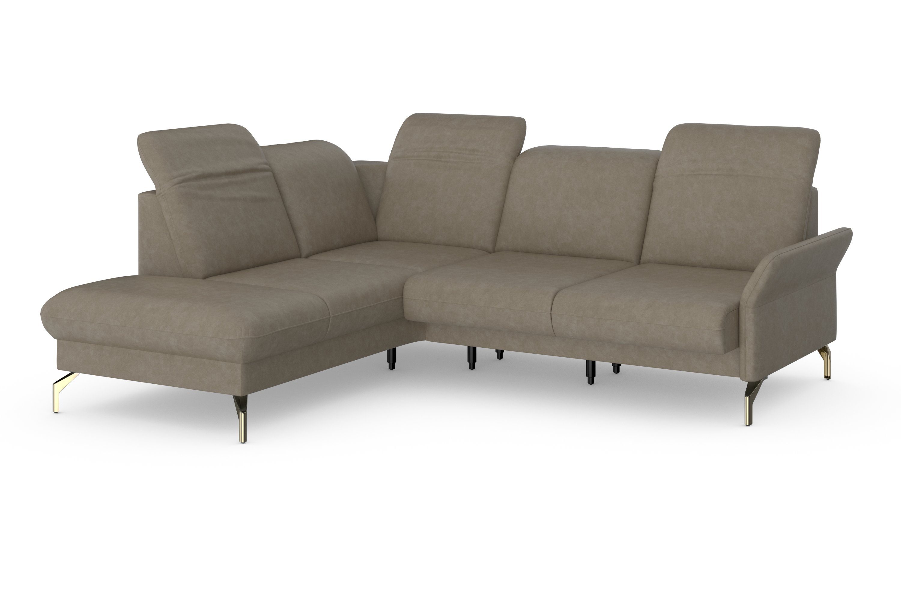 sit&more Hoekbank Fashion L-vorm naar keuze met verstelbare hoofdsteun, uittrekzitting, motorisch, nikkel poten
