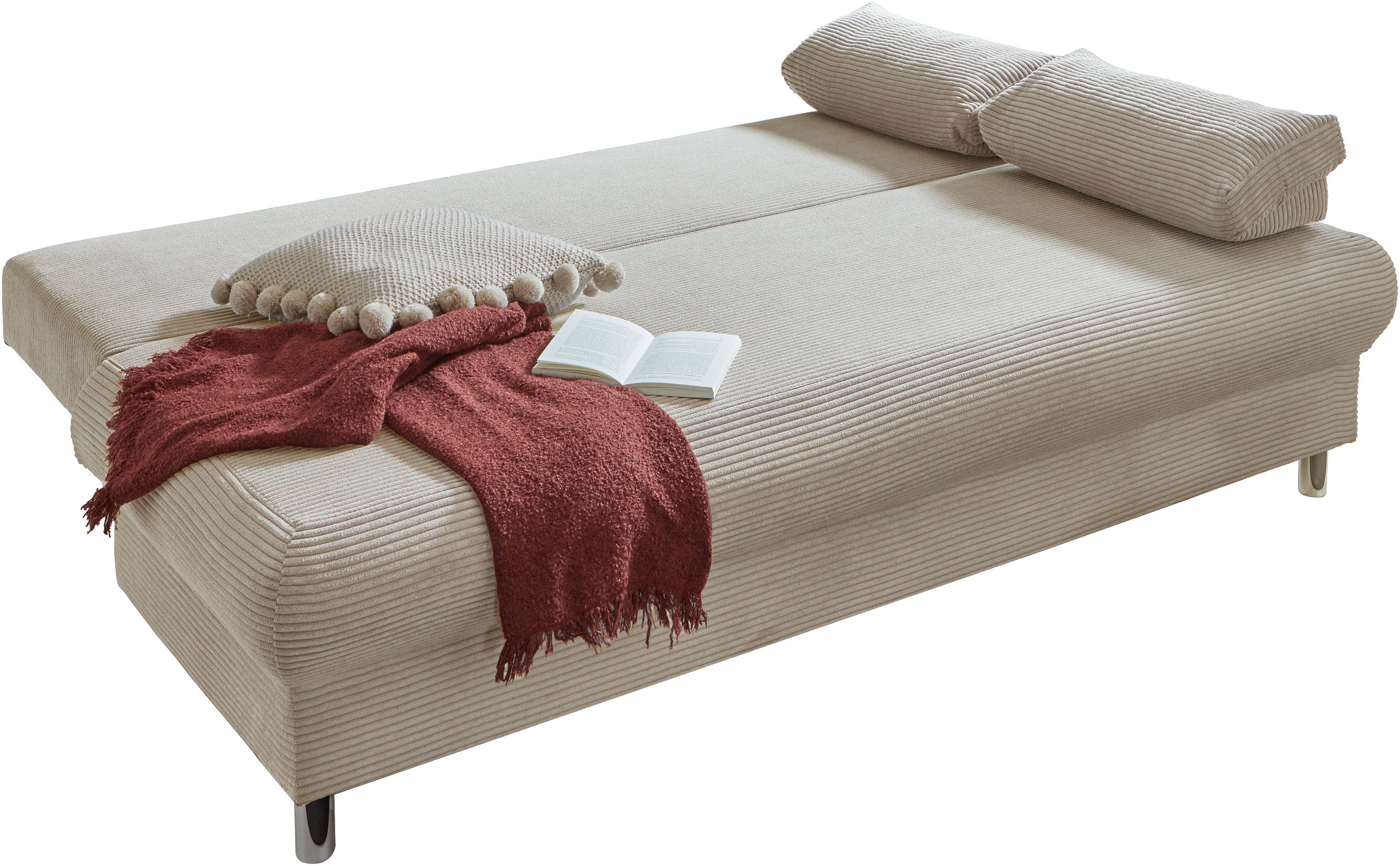 INOSIGN Slaapbank Como 2-zits, pocketvering, breedte 196 cm, incl. rug- en armleuningkussens