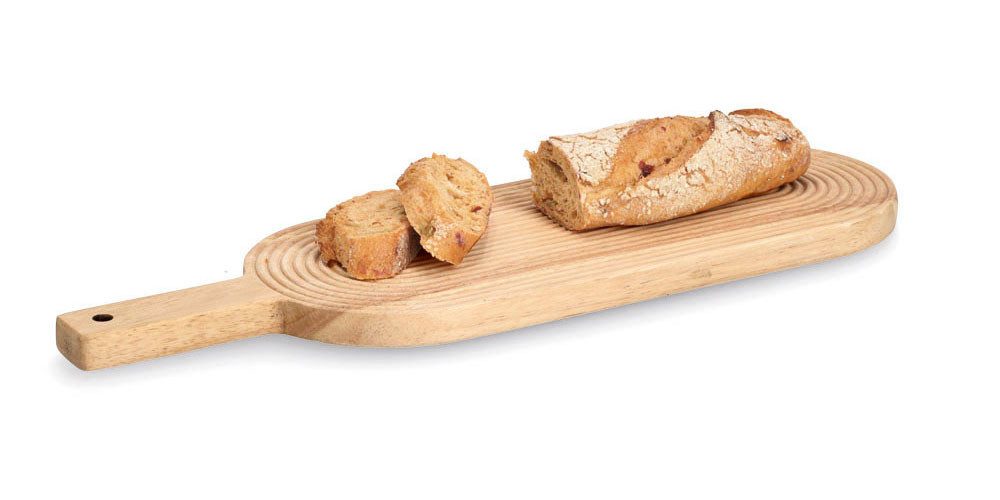 Zeller Present Snijplank m. handgreep "Strepen", rubberboom (1 stuk) snijplanken beige