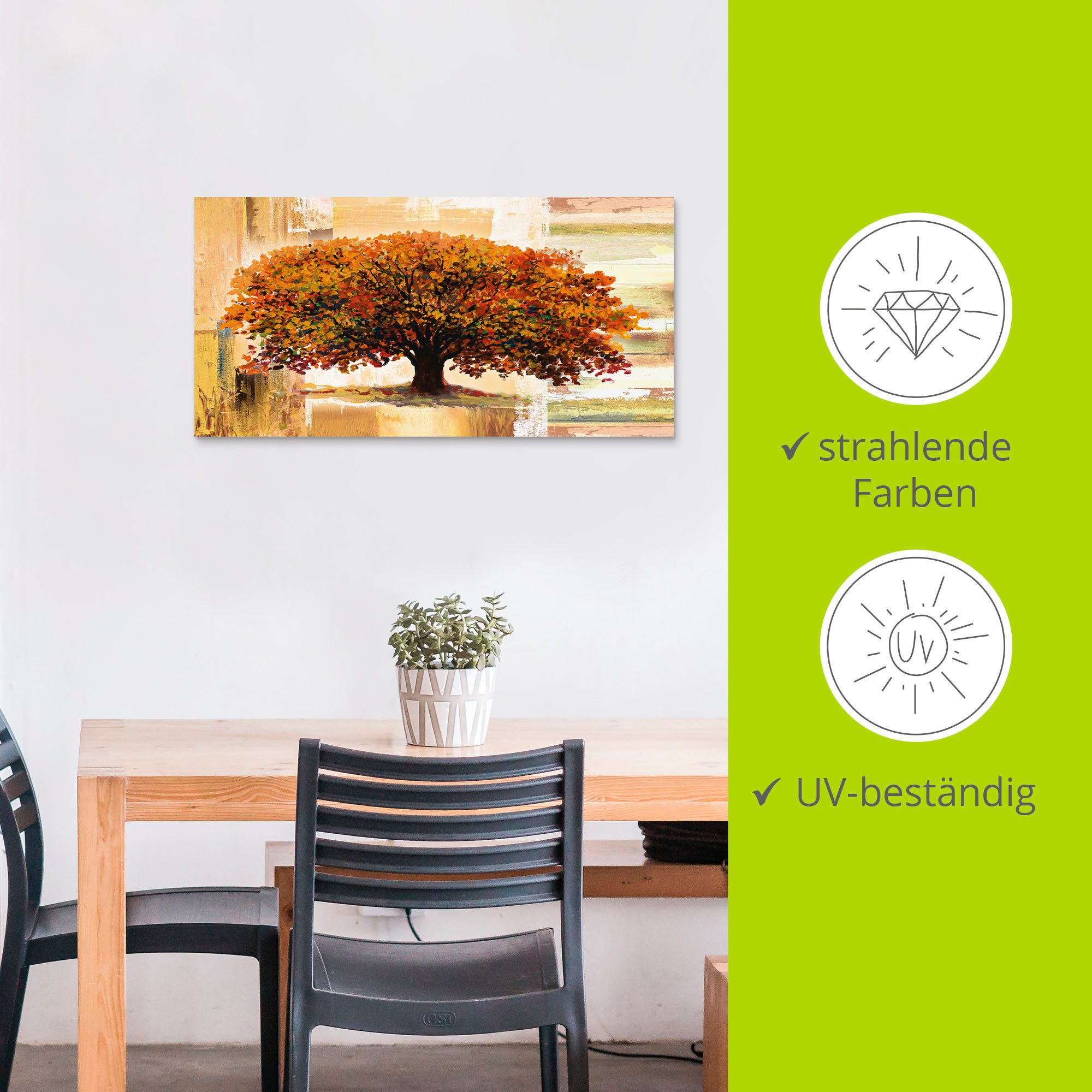 Artland Artprint Herfstboom op abstracte achtergrond als artprint van aluminium, artprint voor buiten, artprint op linnen, poster in verschillende maten. maten