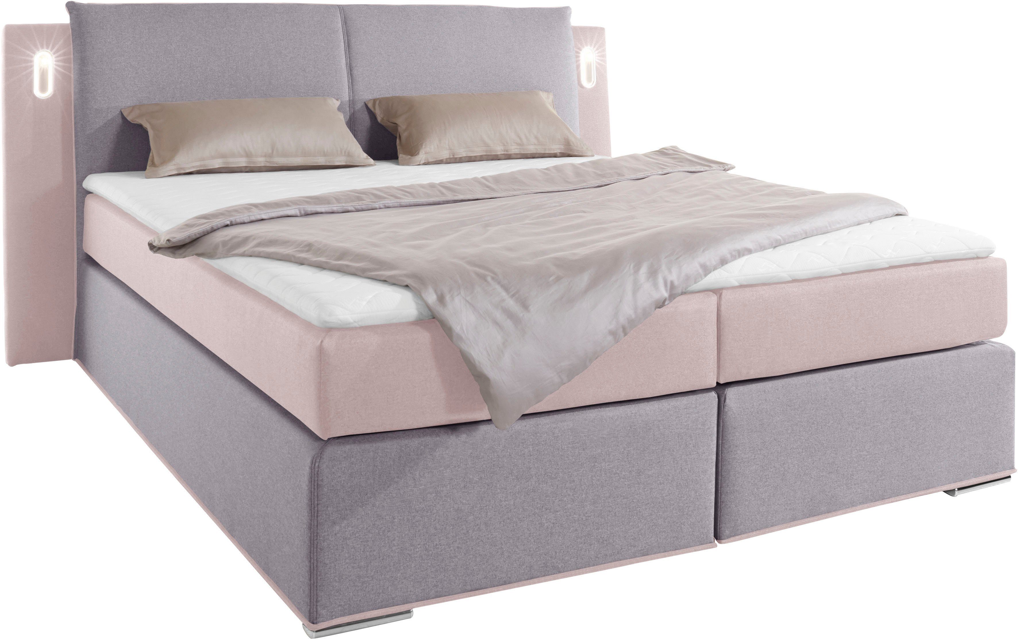 COLLECTION AB Boxspring Freya inclusief ledverlichting en topmatras, met of zonder bedkist