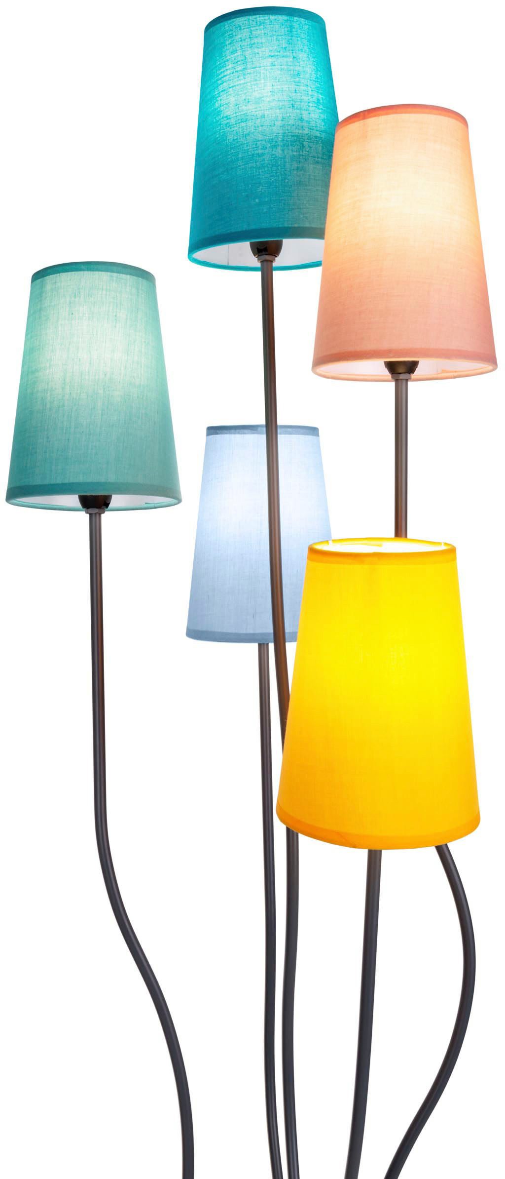 näve Staande lamp COLORA 5-vlg., e14, textiel kappen elk 1x geel, roze, blauw, turquoise, olijf (1 stuk)