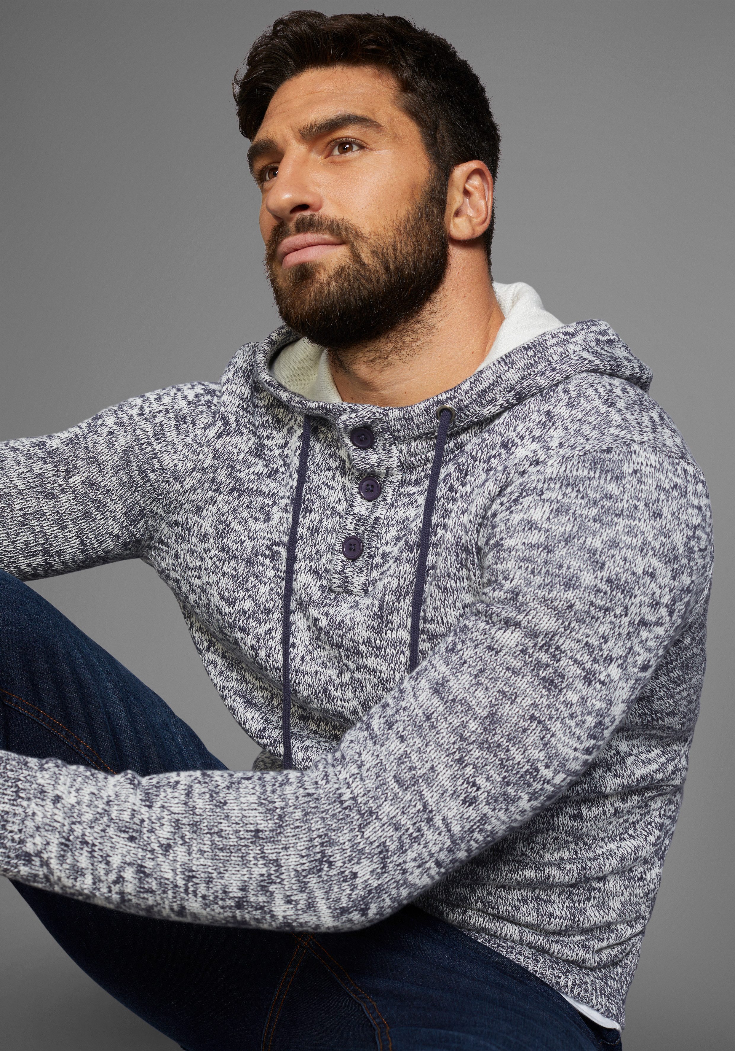 H.I.S Capuchontrui Tot XL met knoopsluiting nieuwe collectie