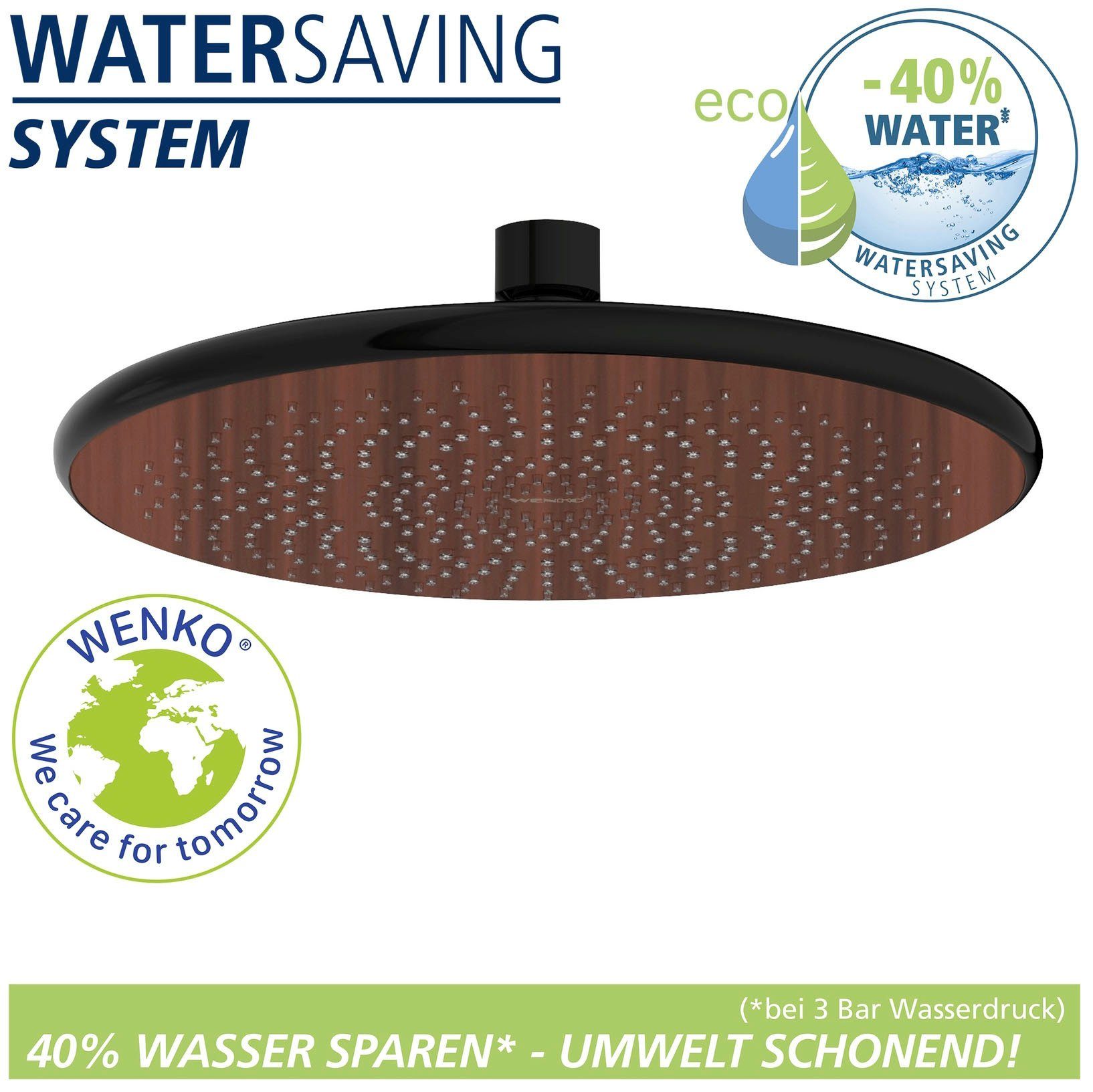 WENKO Regendouchekop Watersaving Hout, Ø 22,5 cm (1-delig)