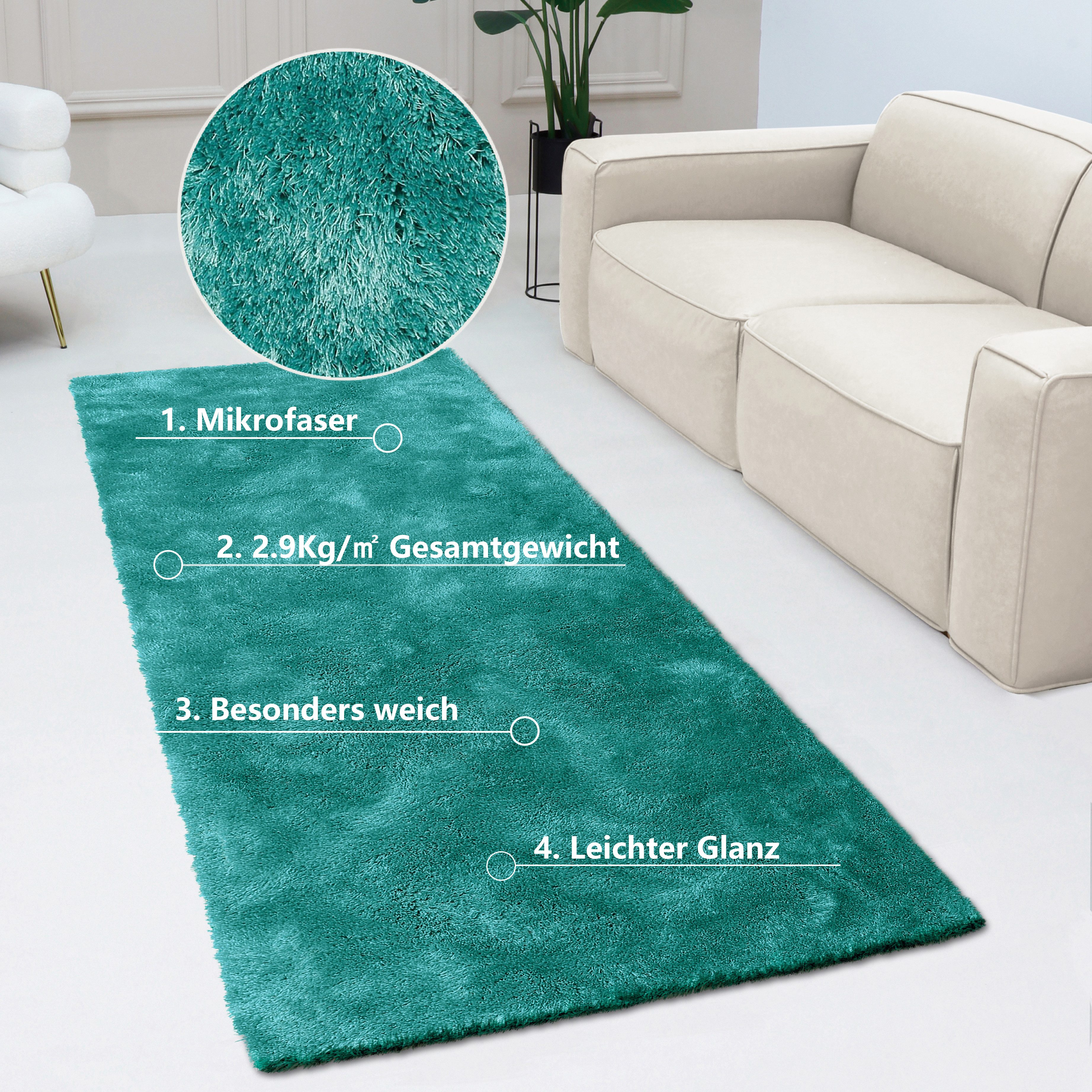 Bruno Banani Hoogpolige loper Dana tapijt, klantenfavoriet Loper, uni, zacht, microvezel, hal, entree, woonkamer, slaapkamer hoogpolige vloerkleden