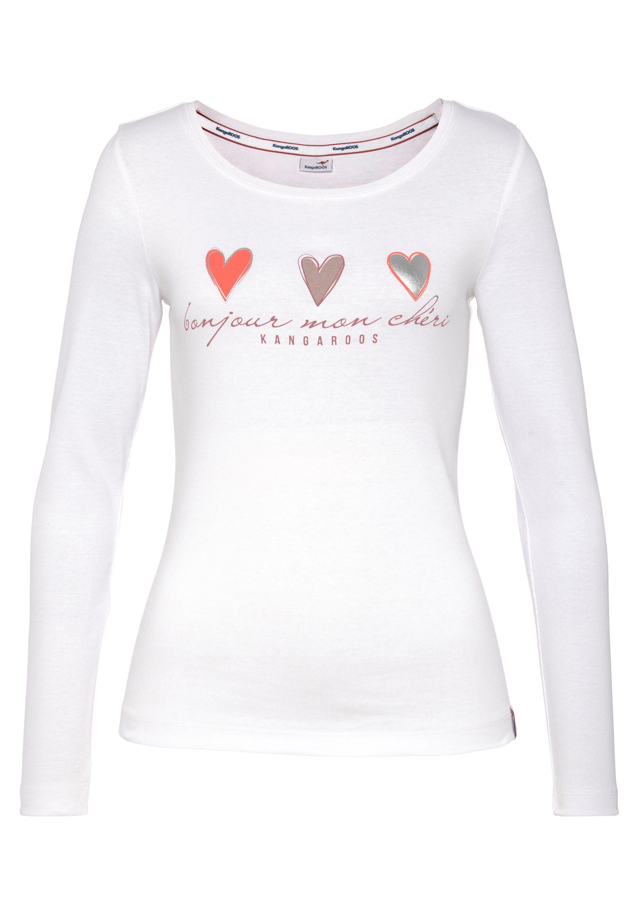 KangaROOS Longsleeve Lange mouwen, zeer figuurvolgend en heupbedekkend, met hartjes-detail