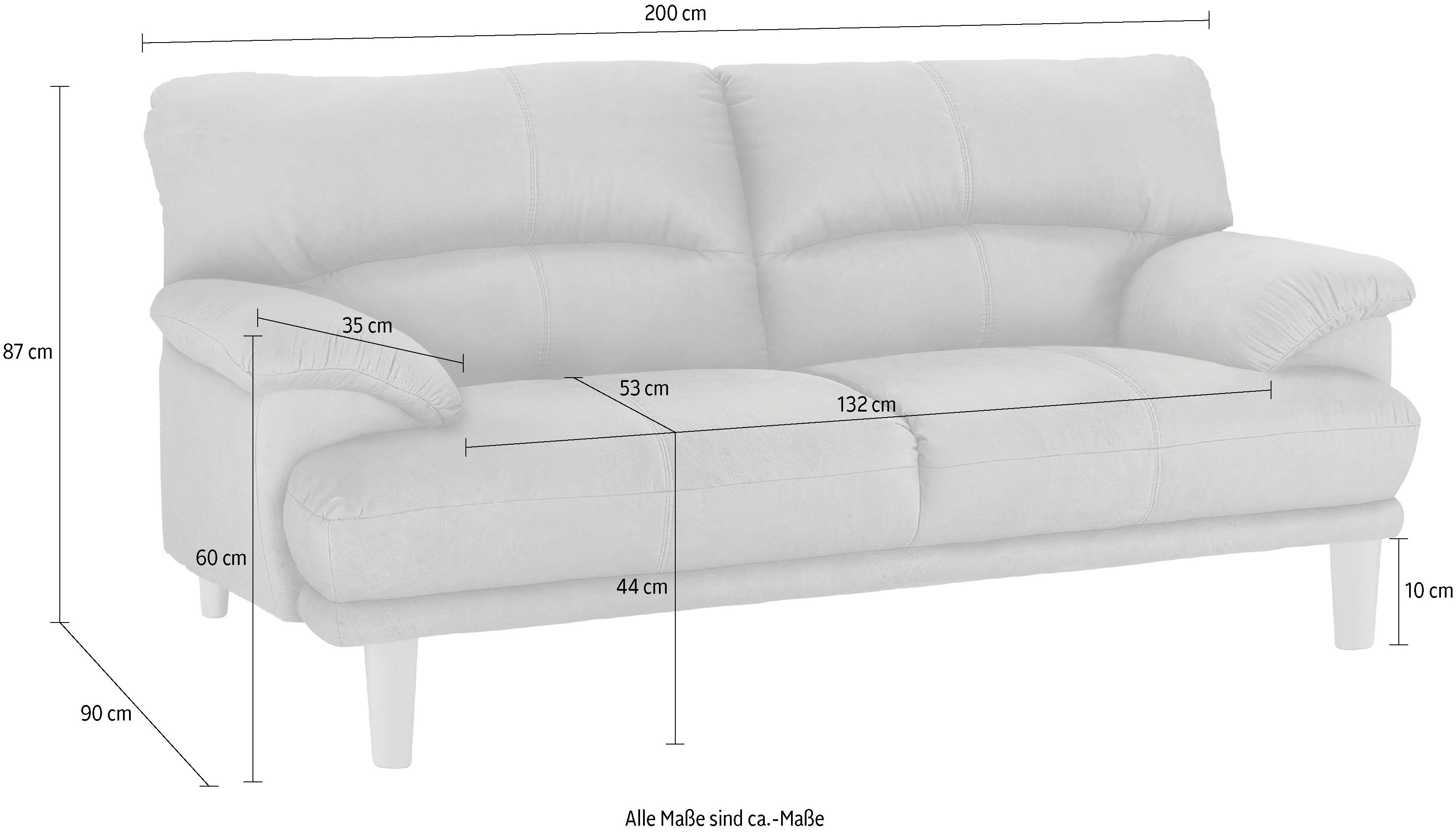 TRENDMANUFAKTUR 3-zitsbank Cecilia, sofa in Italiaans design met geweldig zitcomfort, extreem comfortabele armleuningen, houten voeten