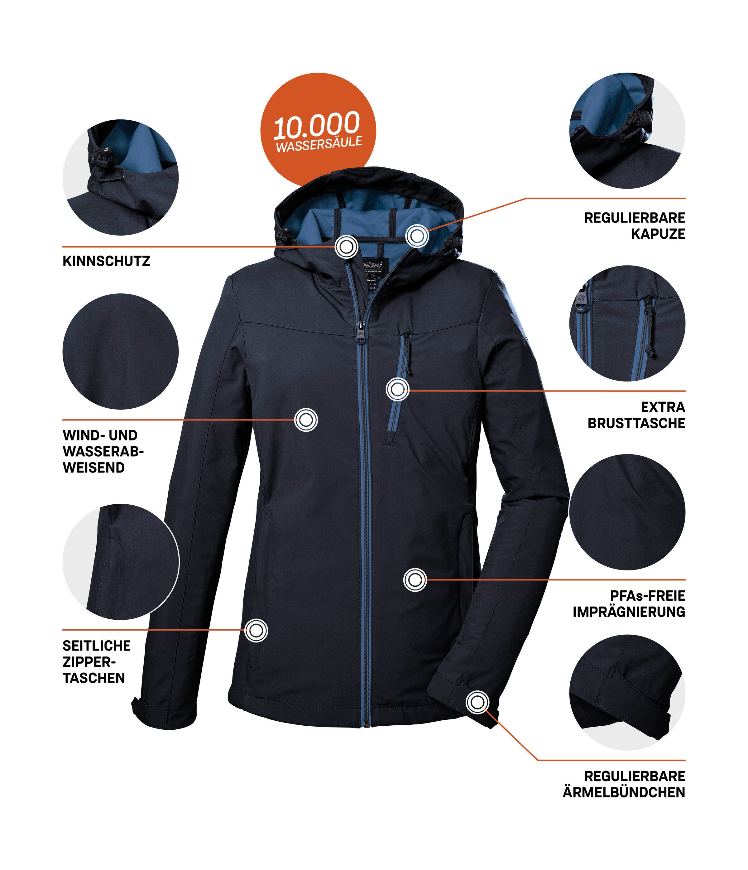 Killtec Softshell-jack KOS 89 WMN SFTSHLL JCKT Dames softshelljack: wind- en waterdicht, ademend