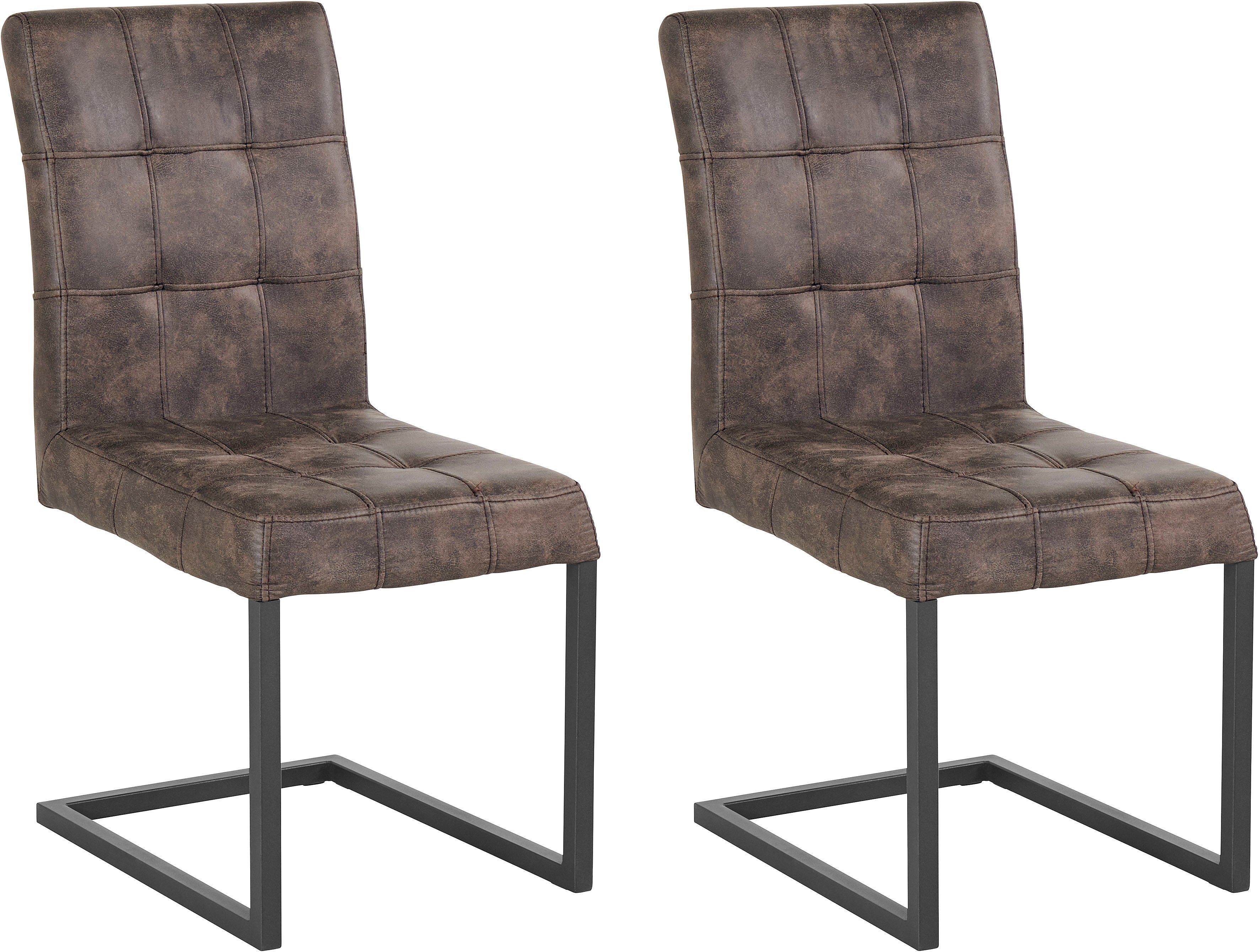 HELA Eetkamerstoel DONNA Sledestoel met vintage bekleding van microvezel stof (set, 2 stuks)