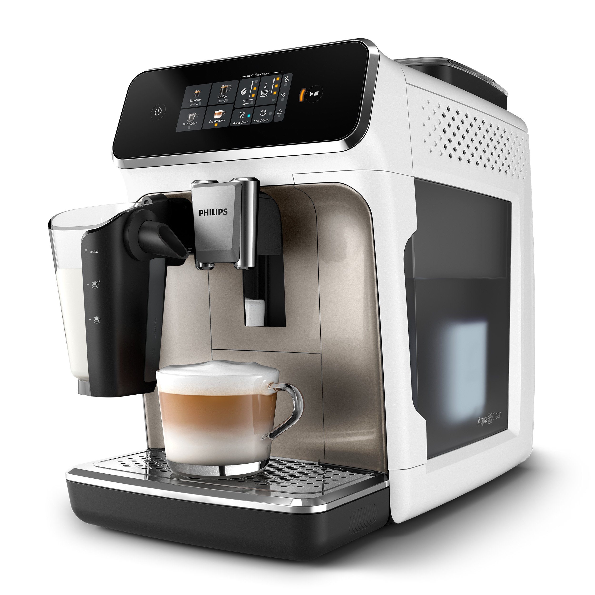 Philips Volautomatisch koffiezetapparaat EP2333/40 2300 Series, 4 koffiespecialiteiten, met lattego melkopschuimer, wit en chroom