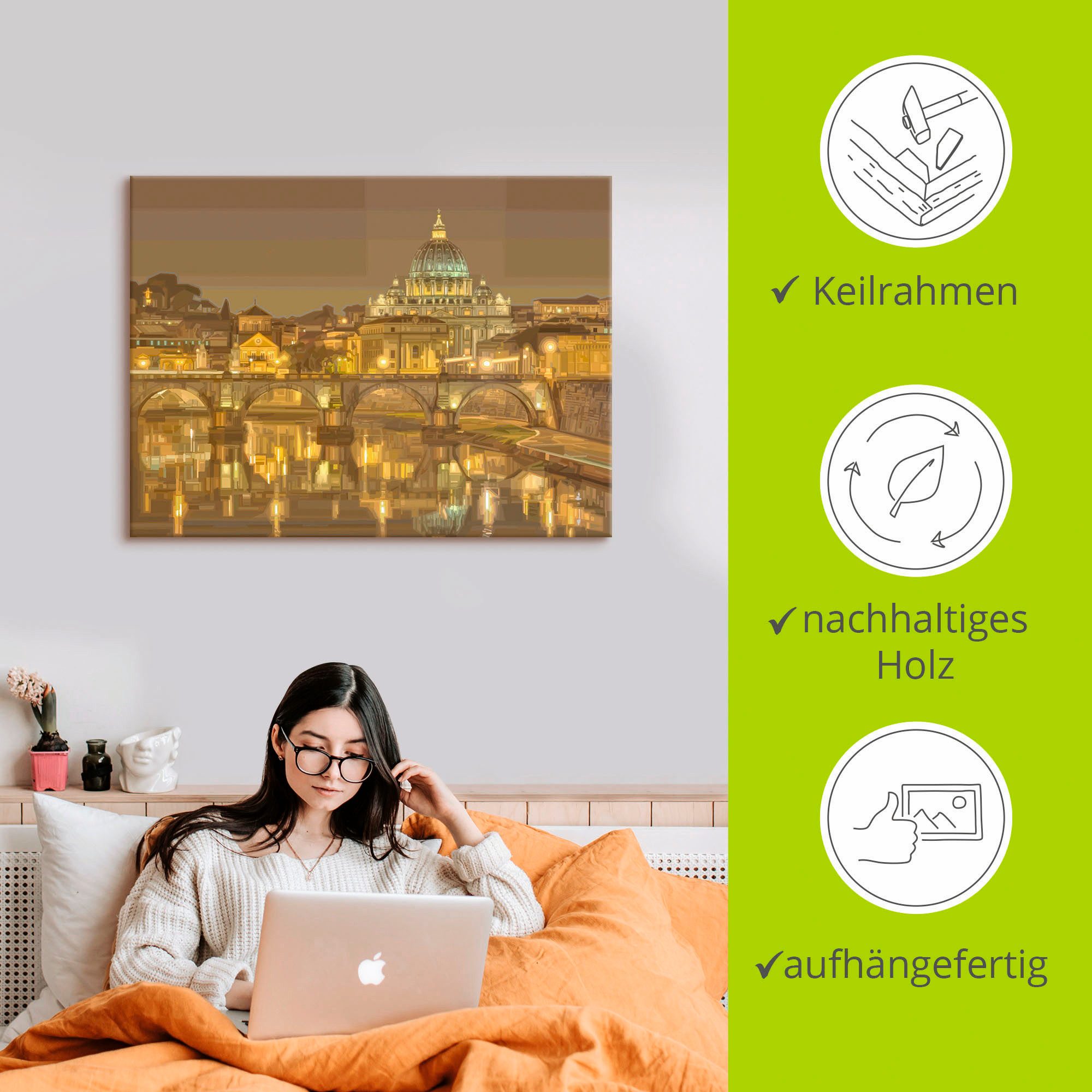 Artland Artprint op linnen Rome Sint-Pietersbasiliek