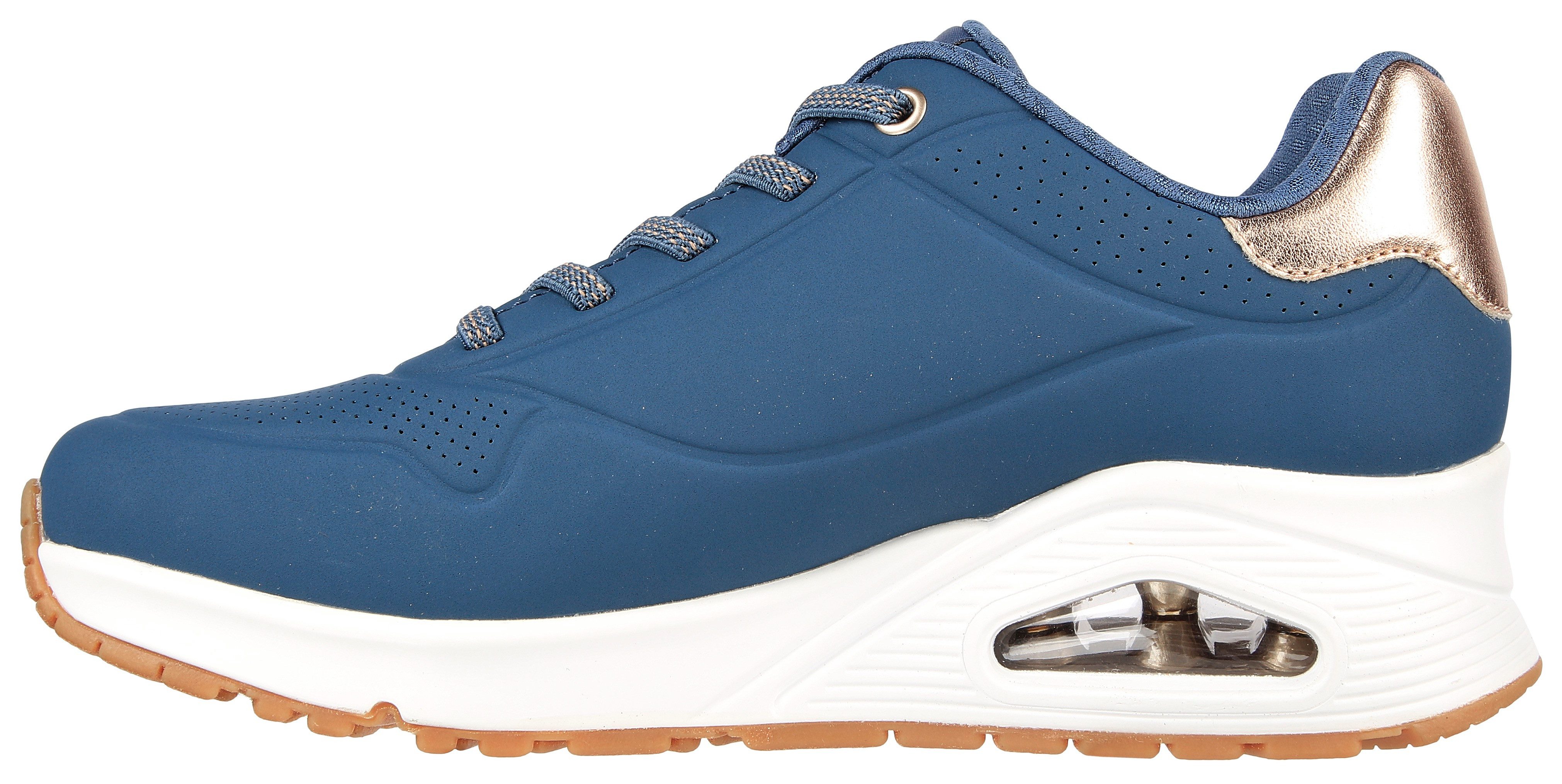 Skechers Slip-on sneakers UNO SHIMMER AWAY Slipper, vrijetijdsschoen, plateau sneaker met modieuze sleehak