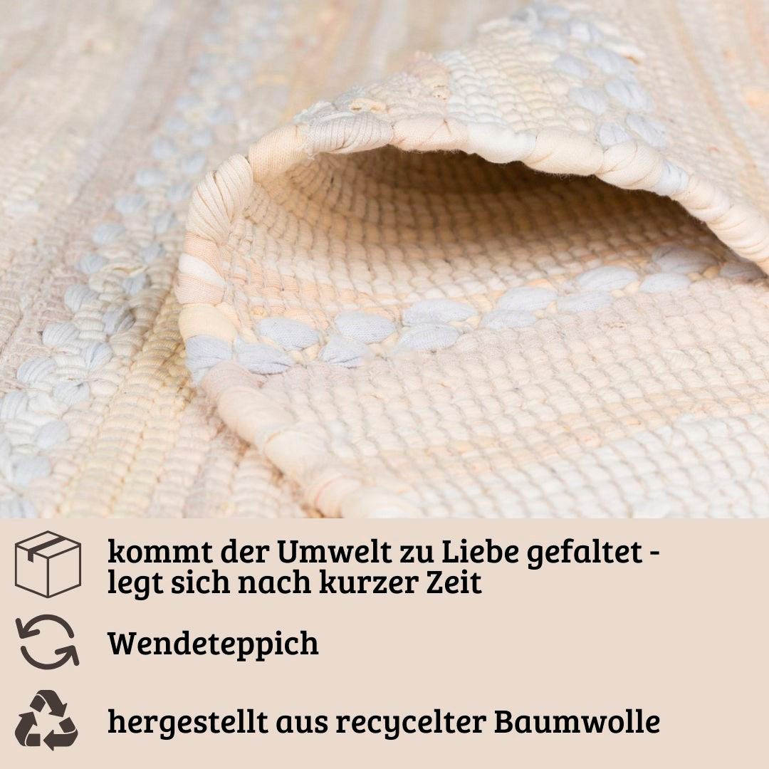 Home affaire Vloerkleed Nickelberg 90% katoen, handgeweven, met franjes, van gerecycled materiaal