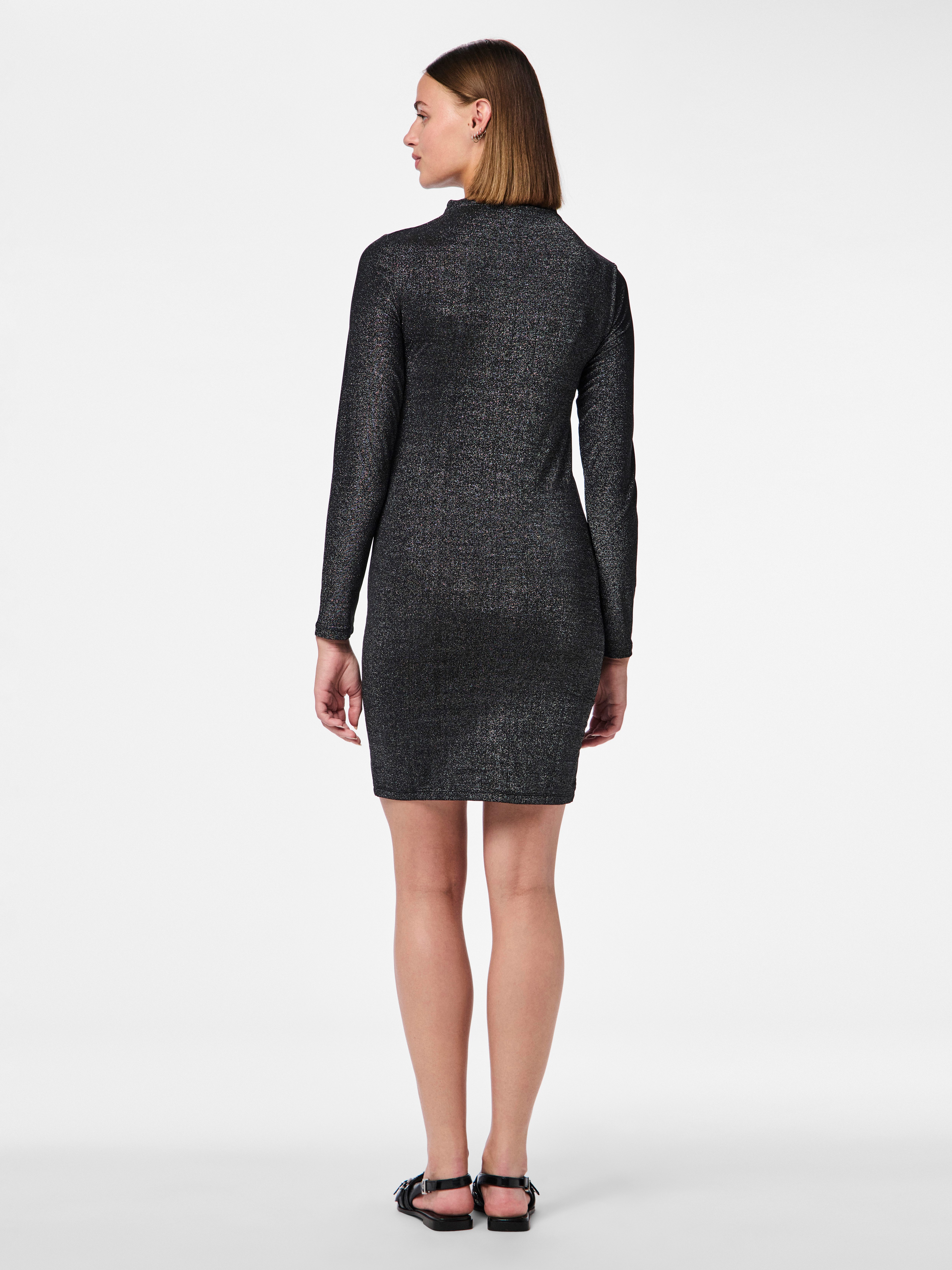 pieces Mini-jurk PCMONICA LS GLITTER DRESS NOOS Glitterstof, de perfecte outfit voor een lange partynacht