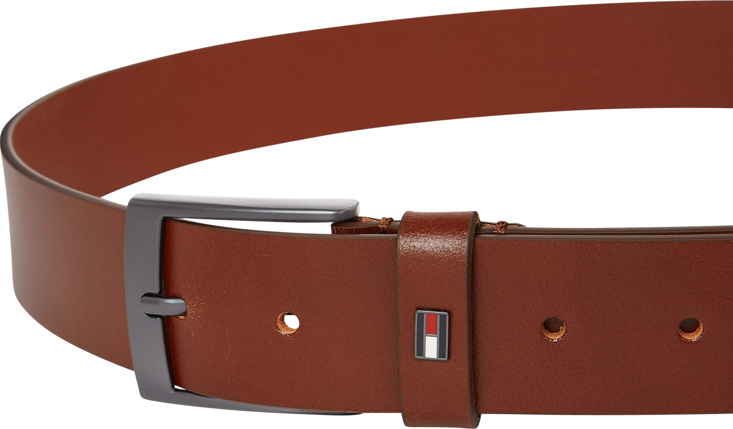 Tommy Hilfiger Leren riem ADAN 3.5 EXT Metalen logopatch, eenvoudige doornsluiting