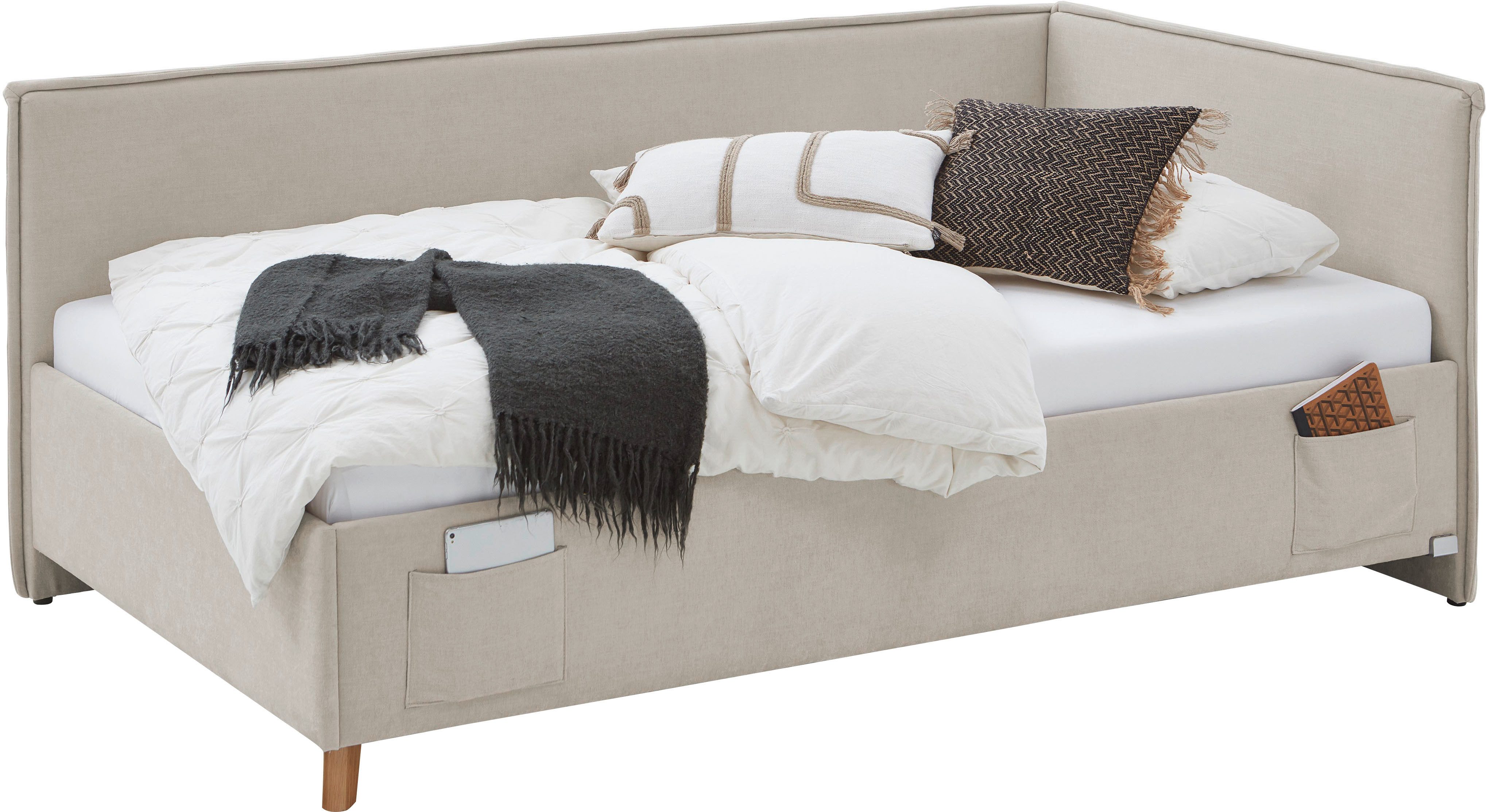 meise.möbel Kinderledikant FUN II Bekleed bed naar keuze met bedkist, tienerbed inclusief USB-aansluiting