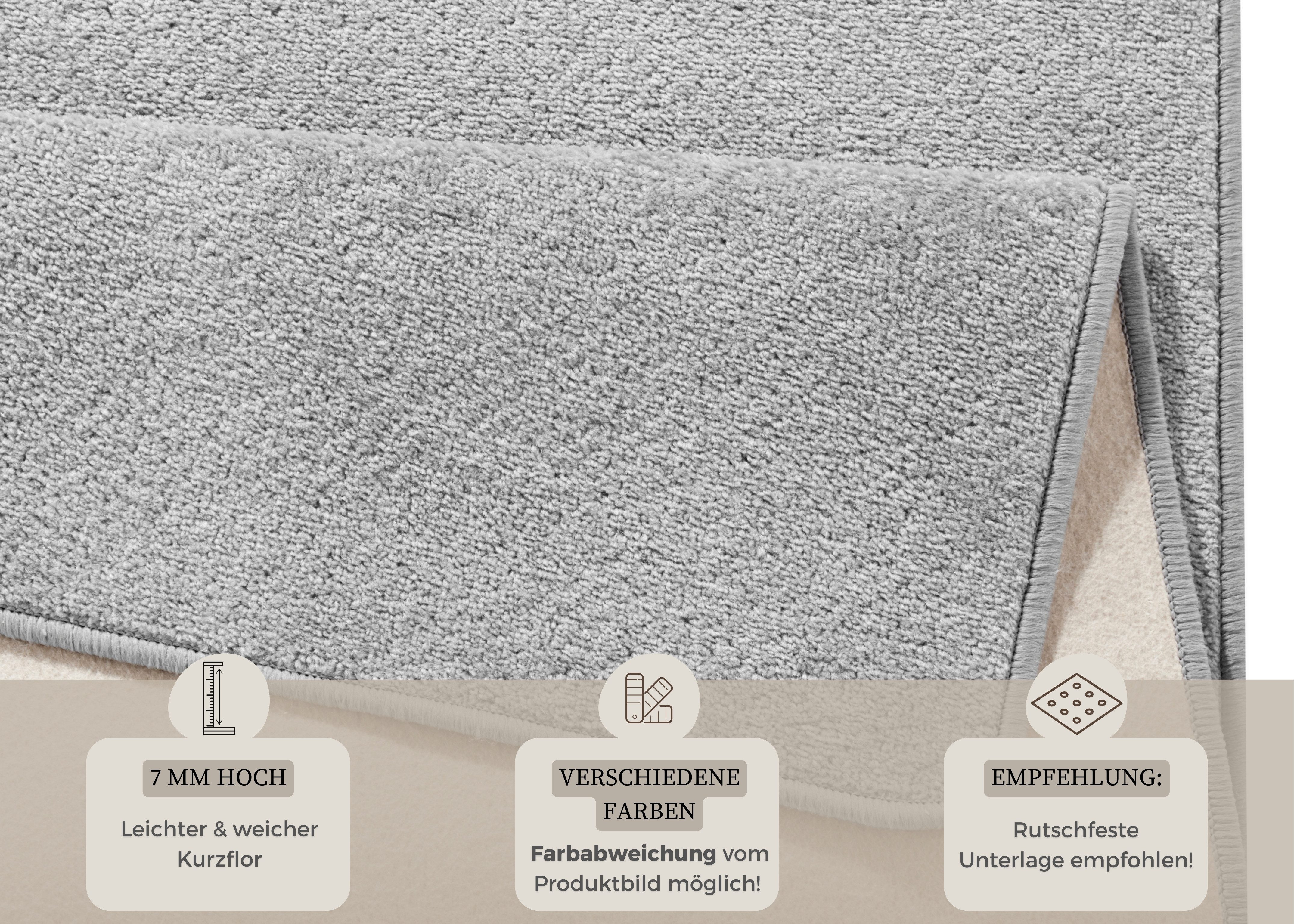 HANSE Home Vloerkleed Fancy Kortpolig, loper, effen, geketteld, woonkamer, slaapkamer, eetkamer