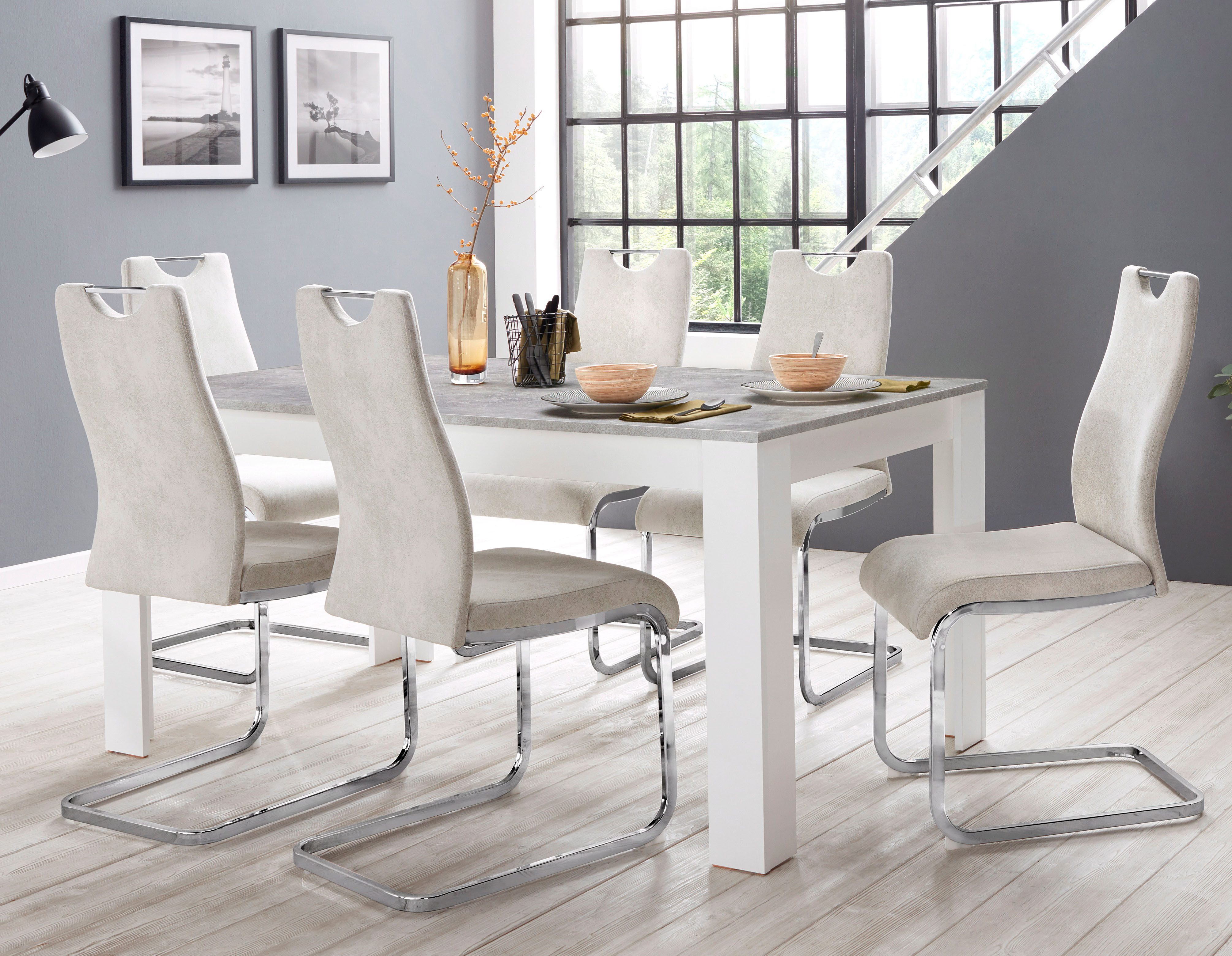 Home affaire Eetkamerstoel Milano (2 of 4 stuks), bekleding in microvezel of koord, sledestoel (set)