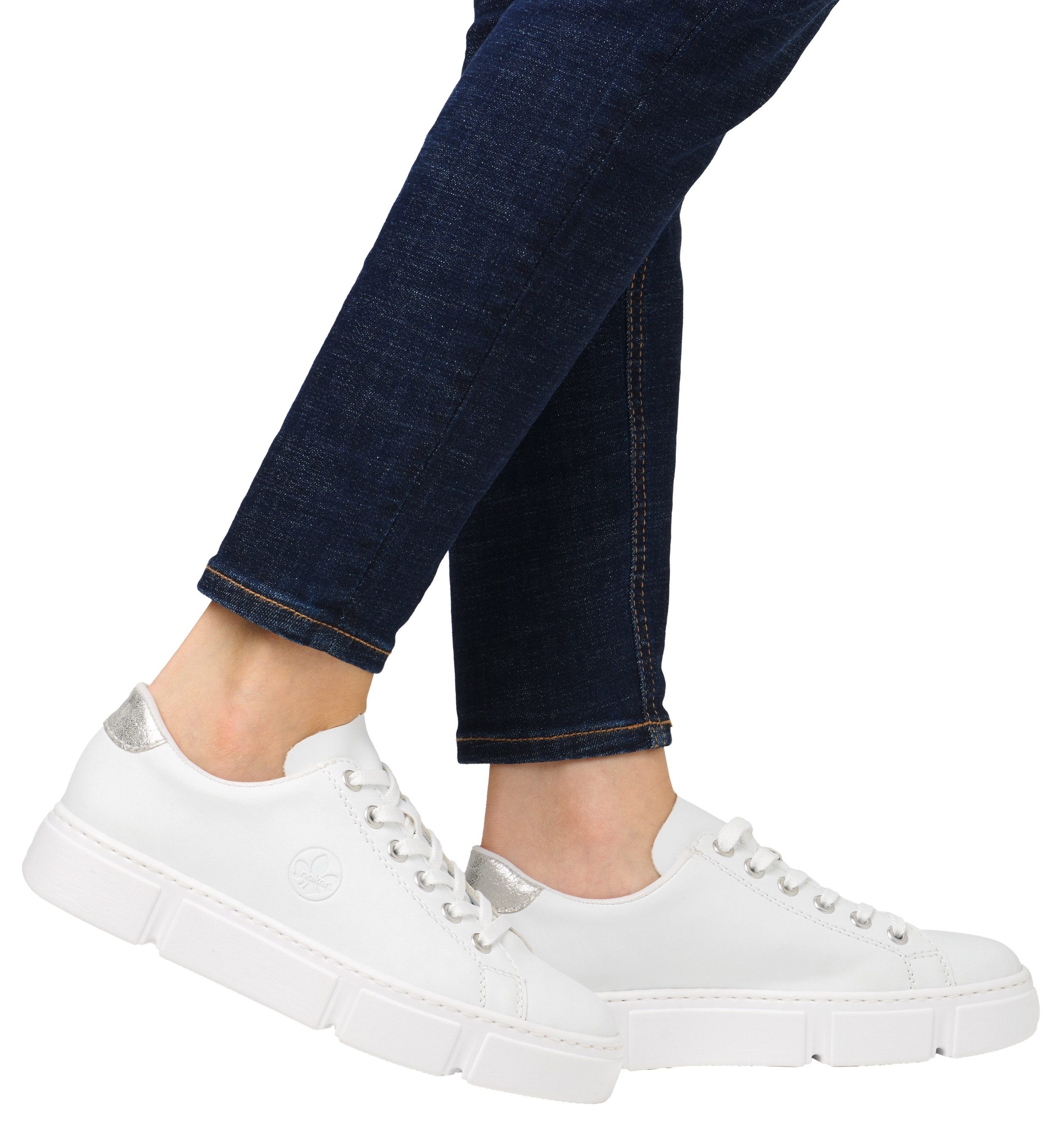 Rieker Plateausneakers in monochrome uitstraling, vrijetijdsschoen, lage schoen, veterschoen